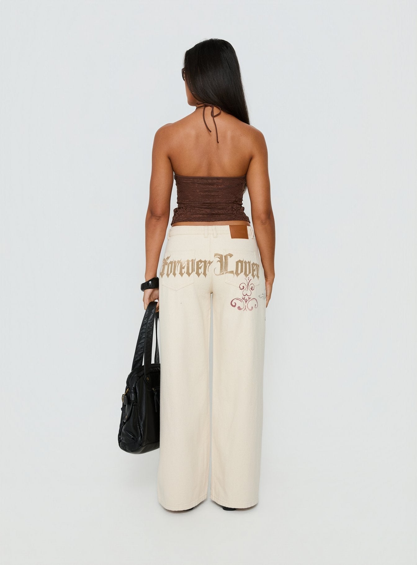Than Forever Love Graphic Denim Jeans Cream women's denim jeans by Ellevoria
