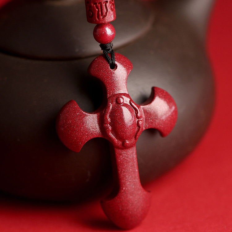 Cinnabar Cross Pendant Necklace