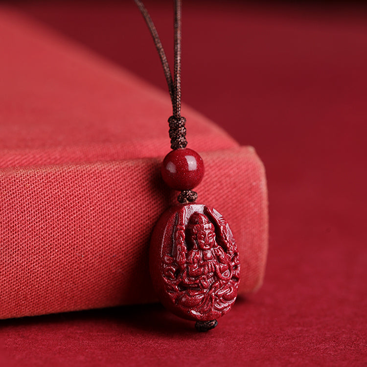 Handcrafted Cinnabar Birth Buddha Pendant Necklace
