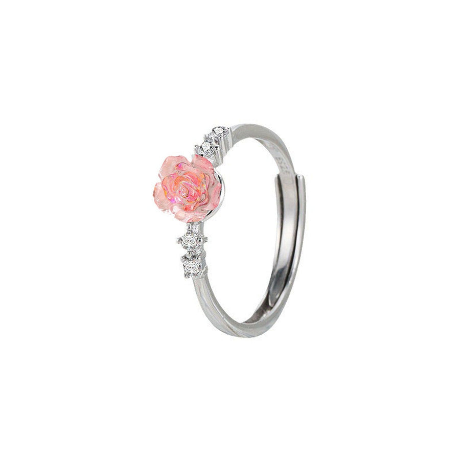 Sparkling Rose Flower Adjustable Ring – product image 4
