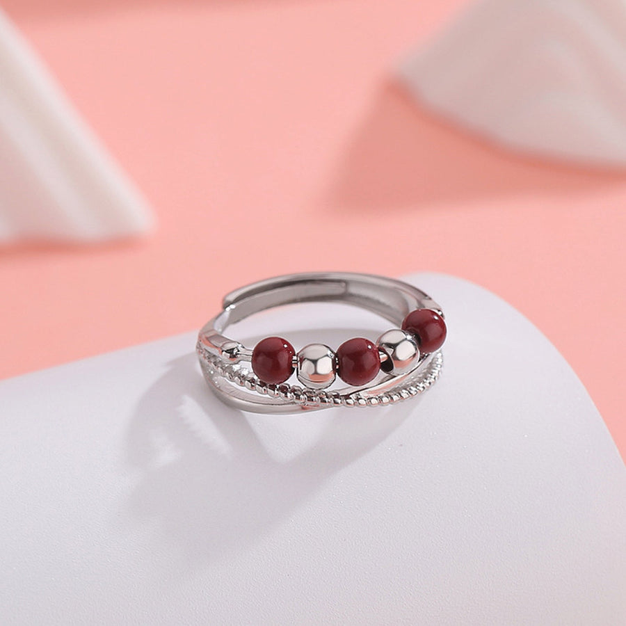 Cinnabar Bead Crossover Adjustable Ring – product image 5