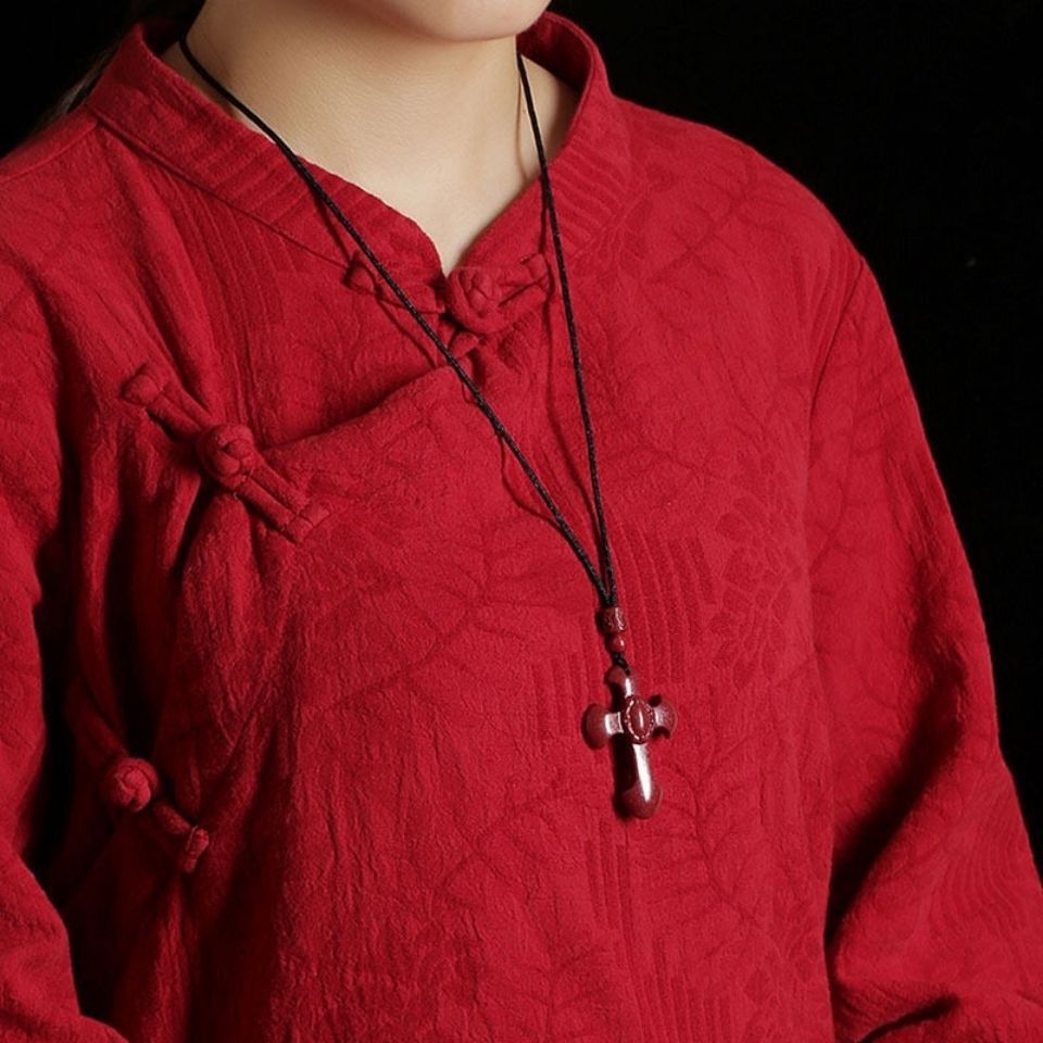Cinnabar Cross Pendant Necklace