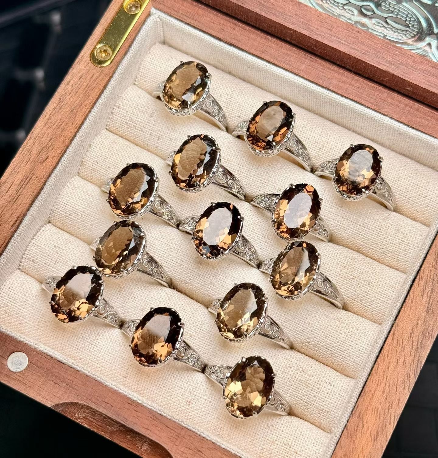 Adjustable Copper Silver Plated Crystal Ring