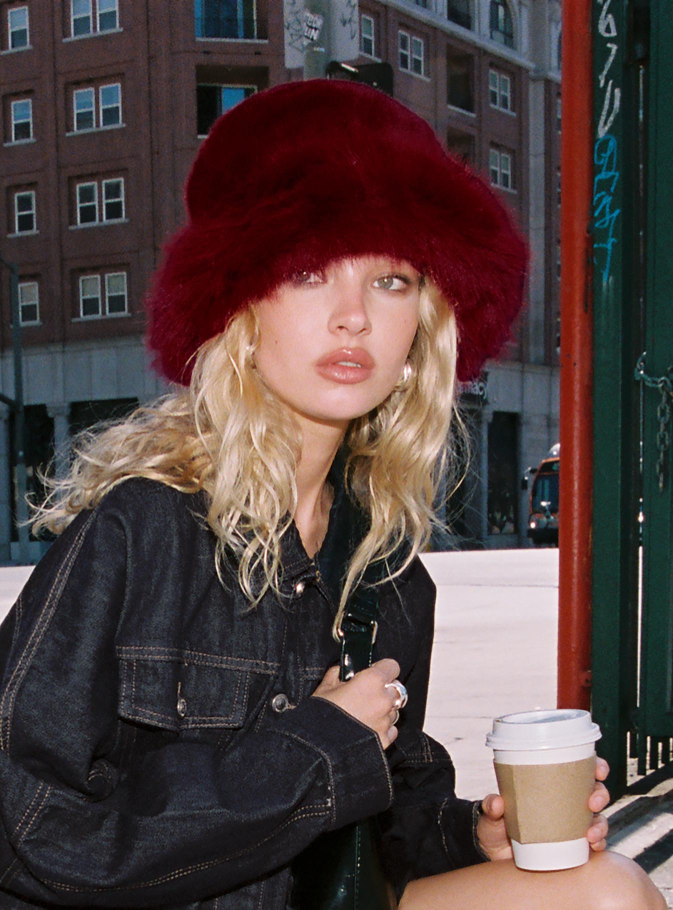 Avaah Fluffy Hat Red women's accessory by Ellevoria