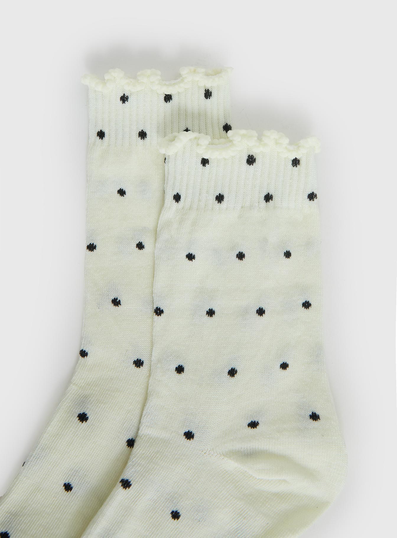 Pillowtalk Frill Socks Cream Polka women's socks by Ellevoria