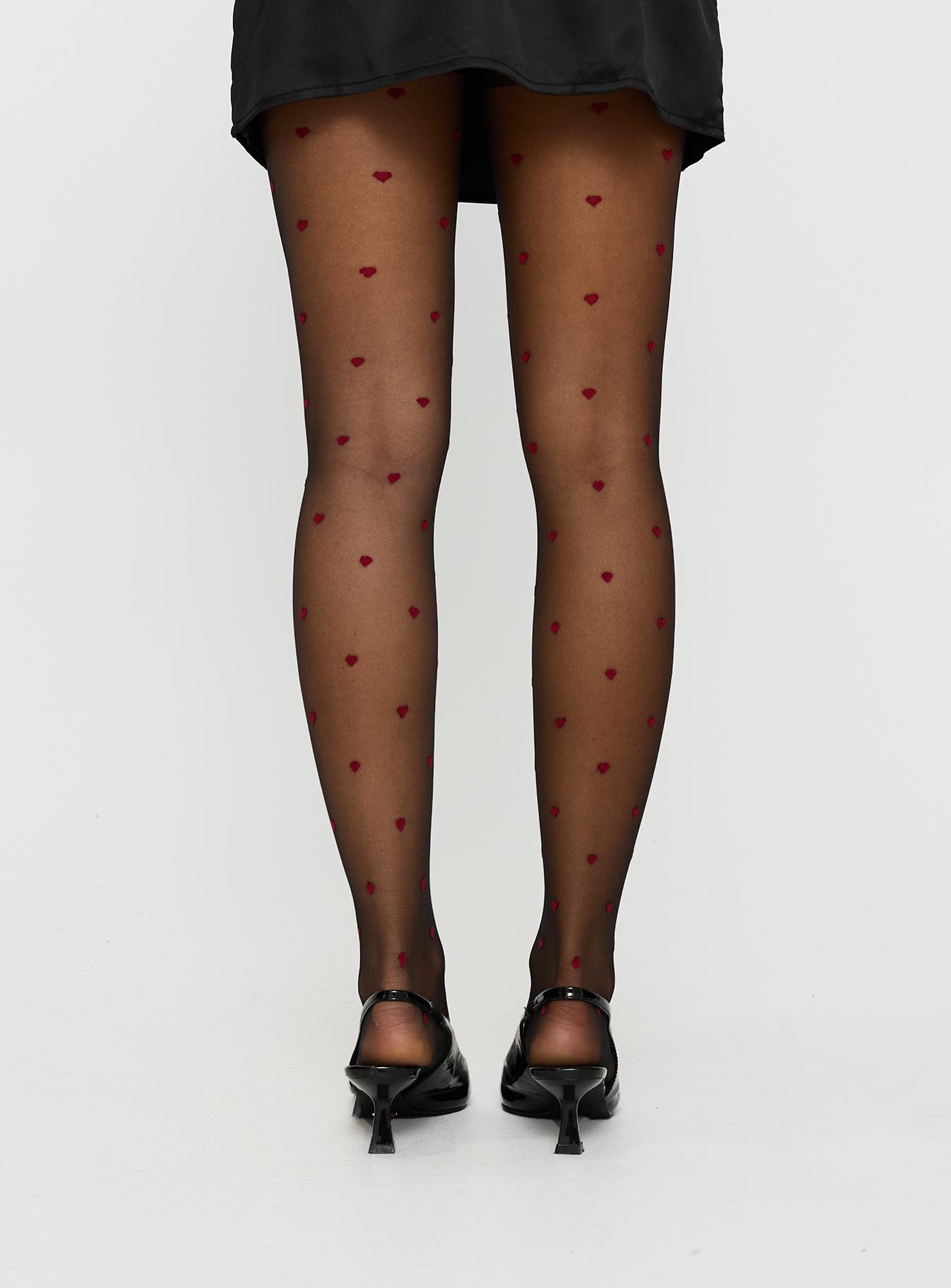 In My Heart Stockings Black / Red women's tights by Ellevoria