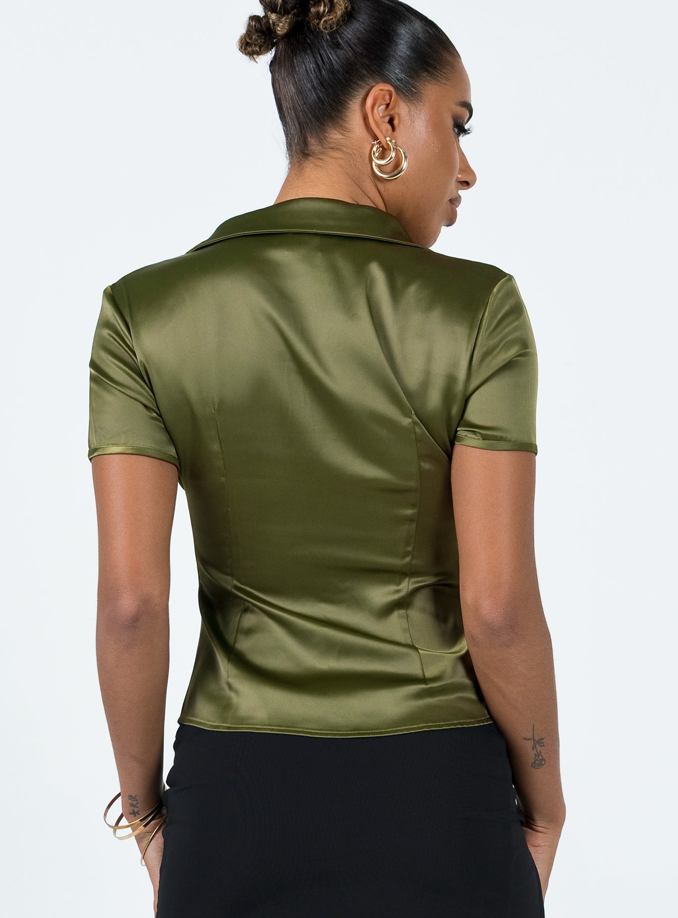 Bessie Top Khaki - women's shirt by Ellevoria - view 5