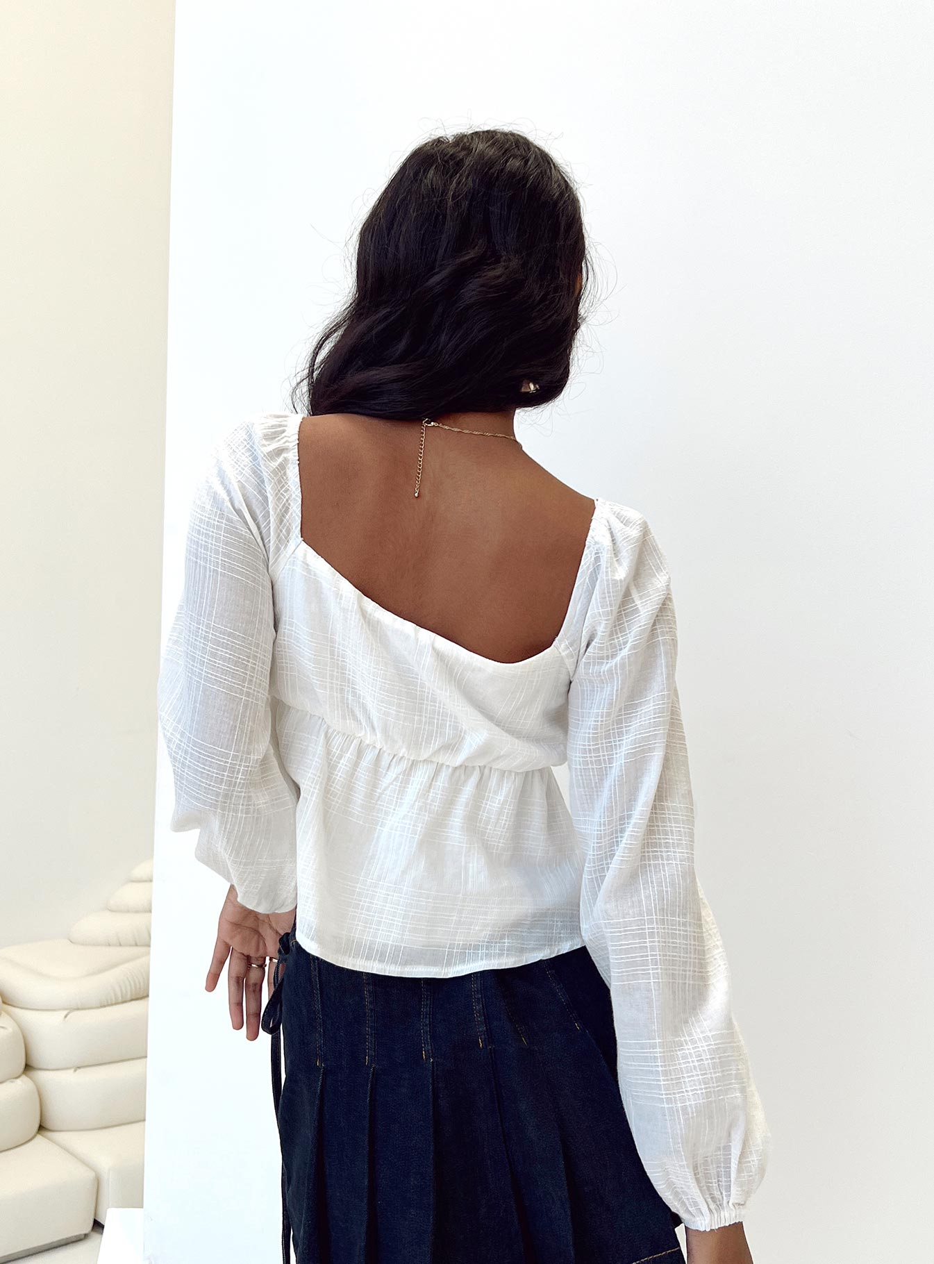 Maxime Long Sleeve Top White - women's shirt by Ellevoria - view 5