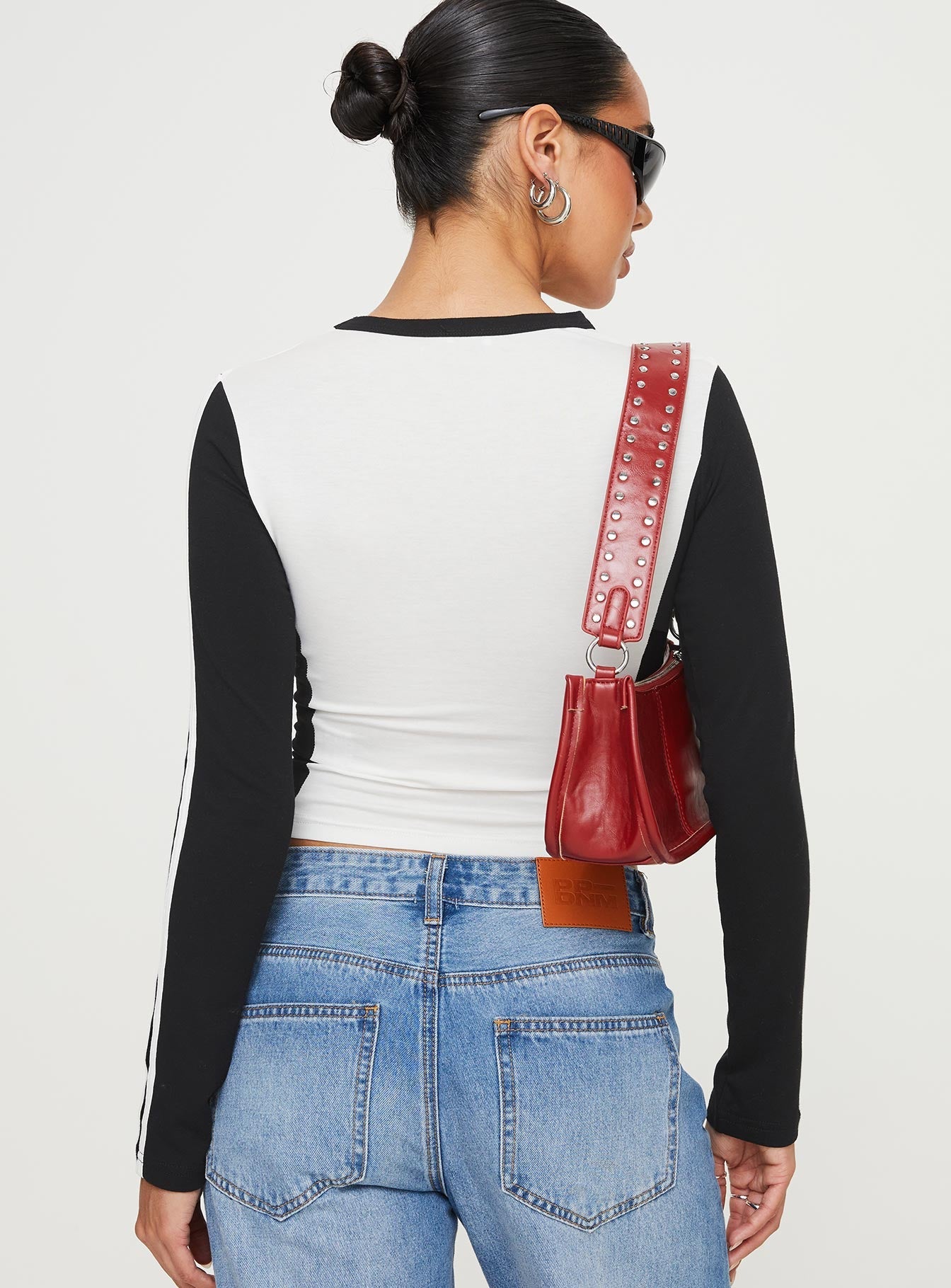 Letina Long Sleeve Top Black / White - women's top by Ellevoria - view 7