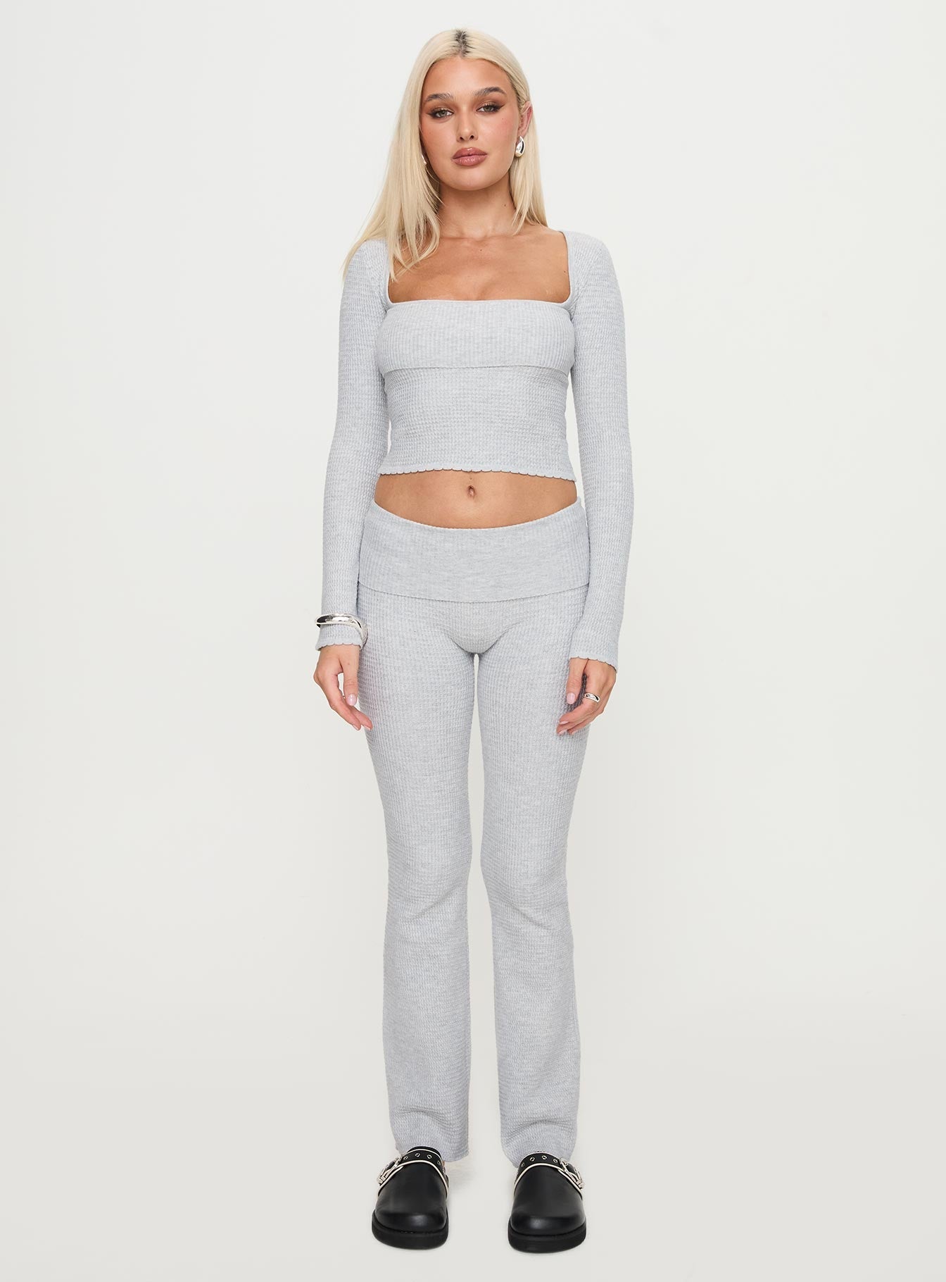 Closed Eyes Flared Pant Grey women's pant set by Ellevoria