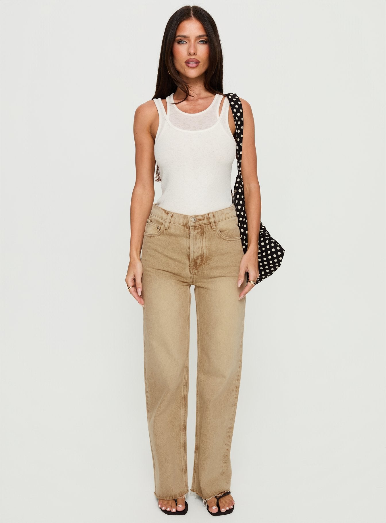 Fawcett High Rise Straight Leg Jeans Tan women's denim jeans by Ellevoria