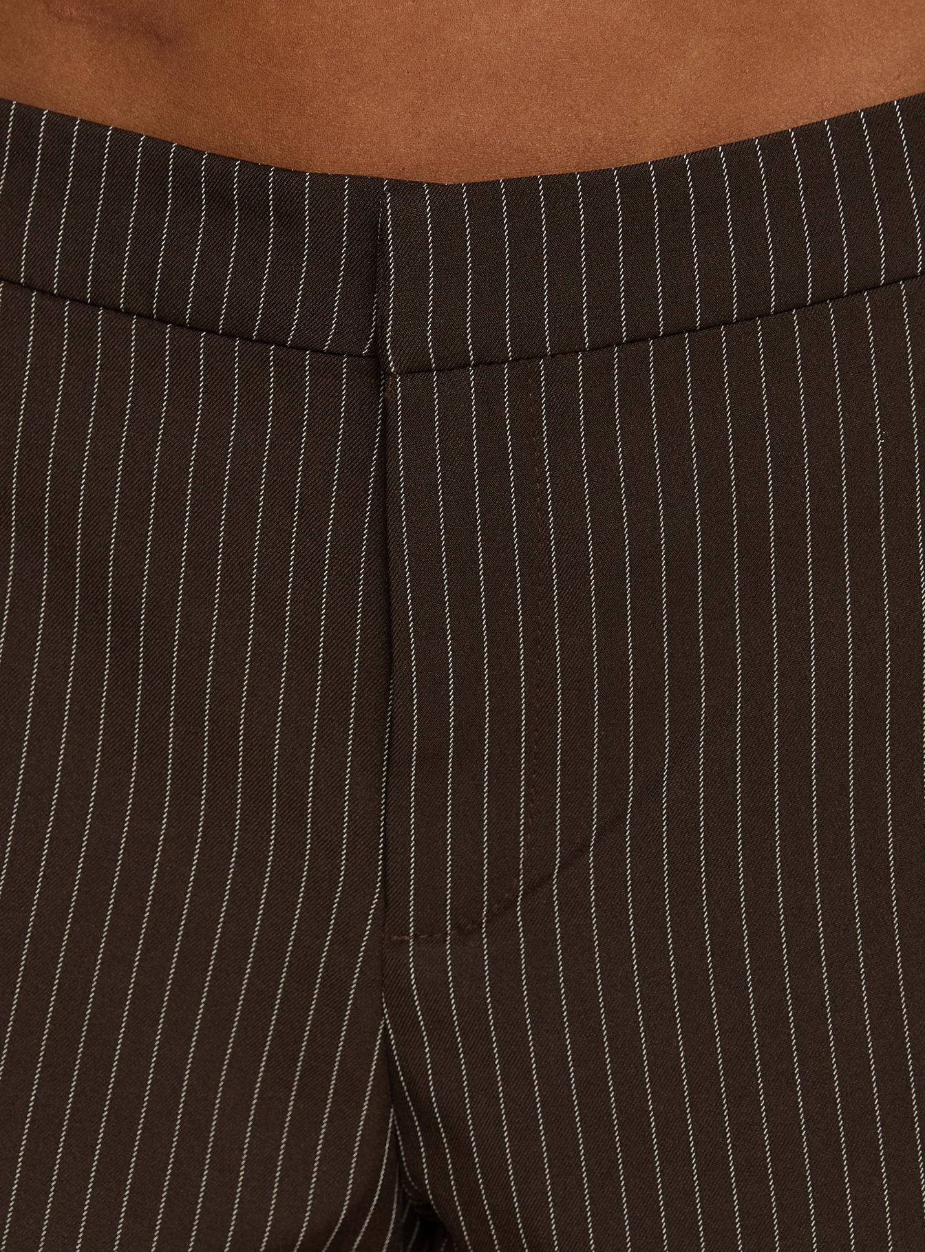 Party Invitations Tailored Shorts Brown Pinstripe women's two piece set by Ellevoria