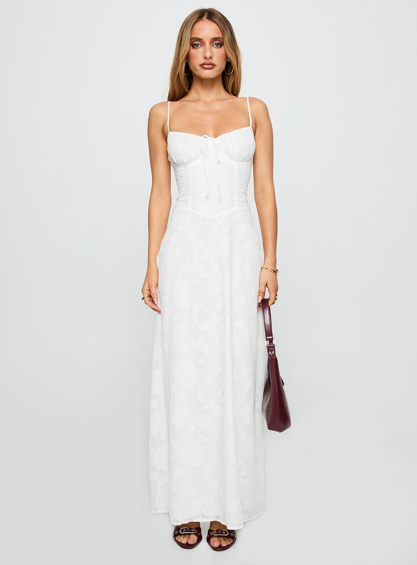 Members Only Maxi Dress White Burnout - women's maxi dress by Ellevoria - view 7