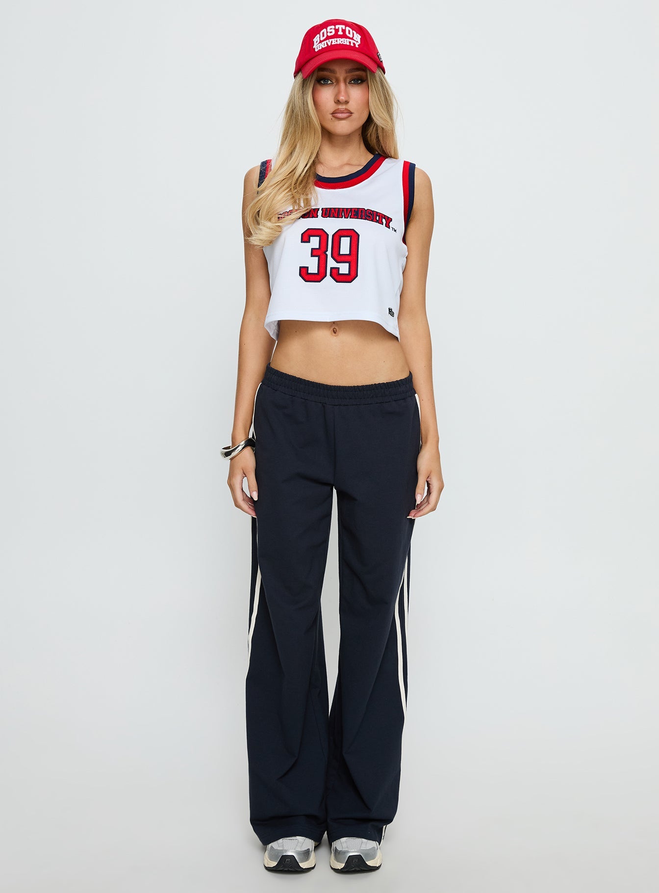 BU Cropped Basketball Jersey Tank White - women's top by Ellevoria - view 7