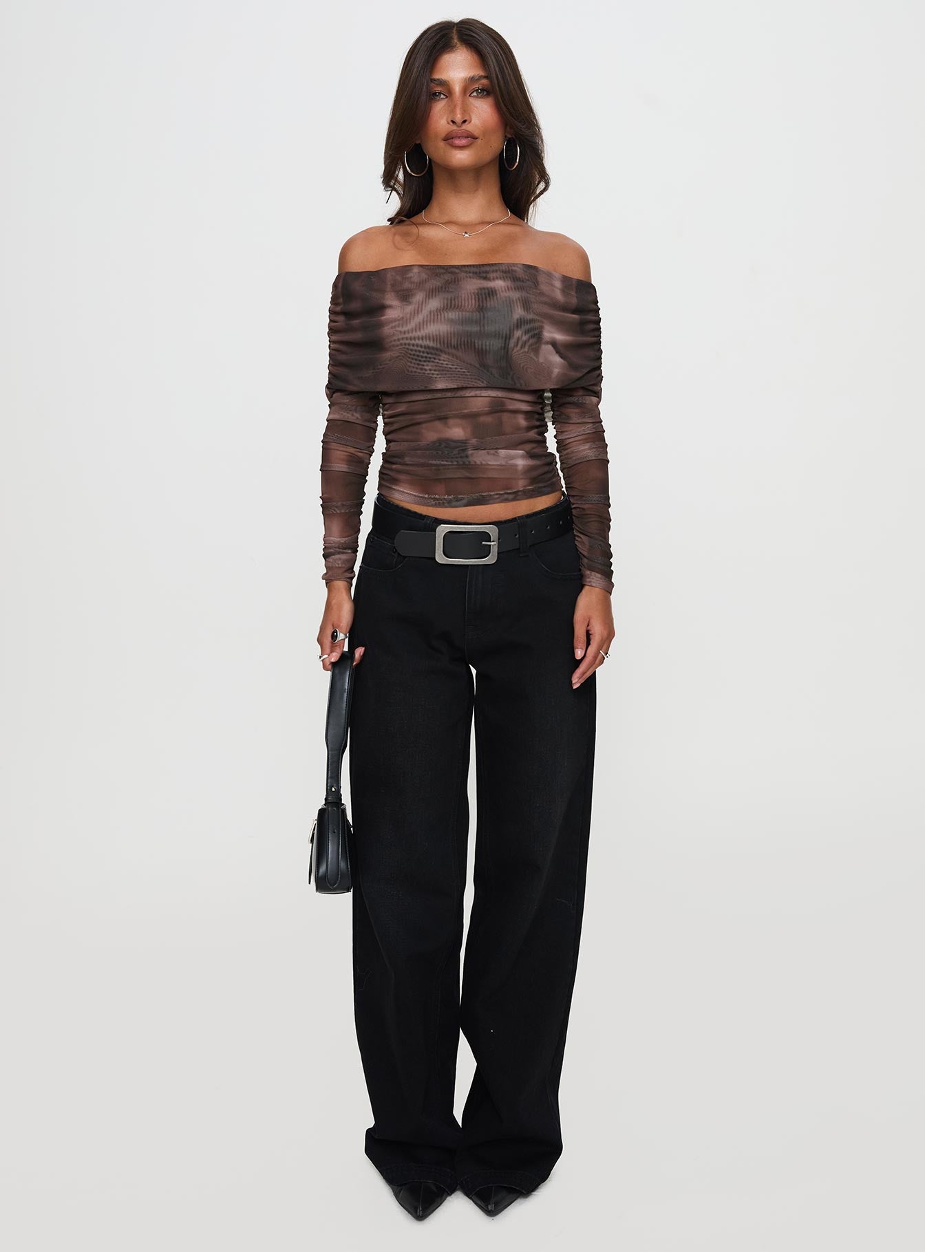 Good Taste Off Shoulder Long Sleeve Top Multi women's two piece set by Ellevoria