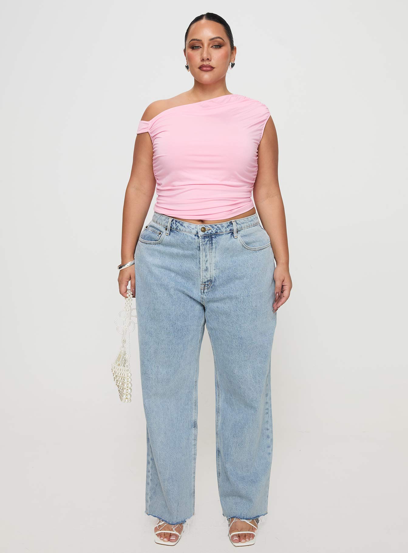 Fawcett High Rise Straight Leg Jeans Light Blue Wash Curve women's denim jeans by Ellevoria