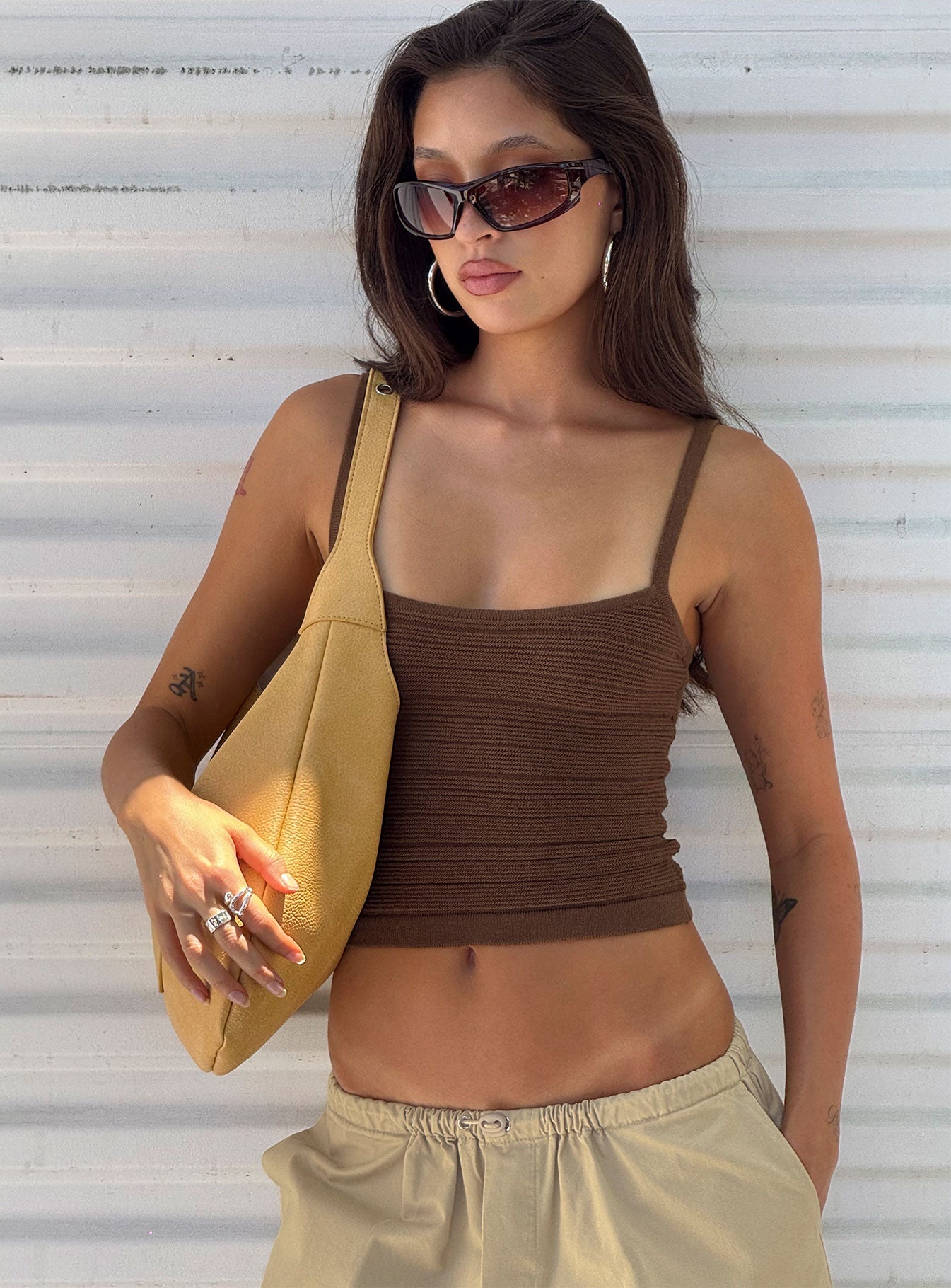 Wilah Knit Tank Top Brown - women's top by Ellevoria - view 9