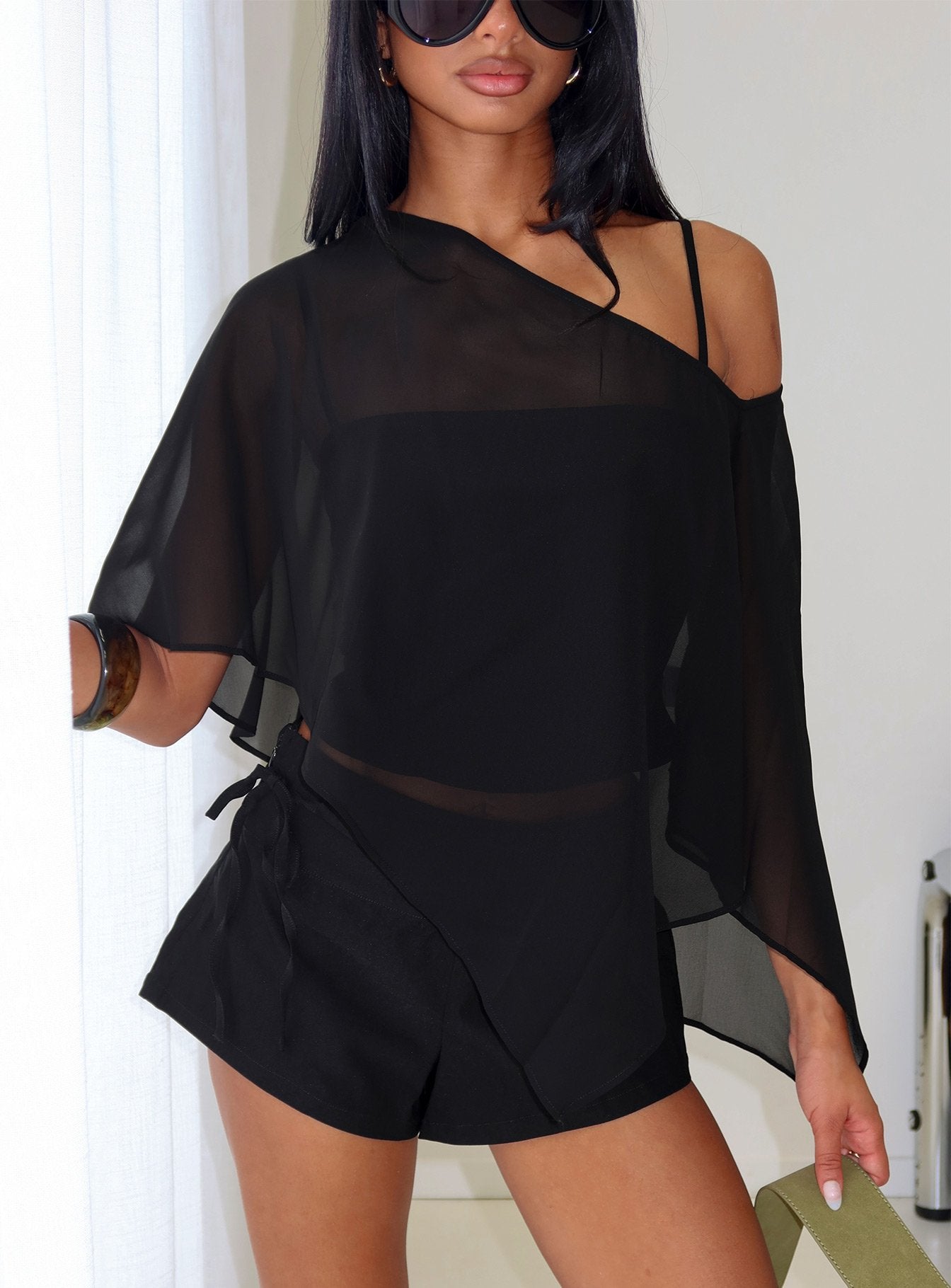 Senzo Wrap Shorts Black women's matching set by Ellevoria
