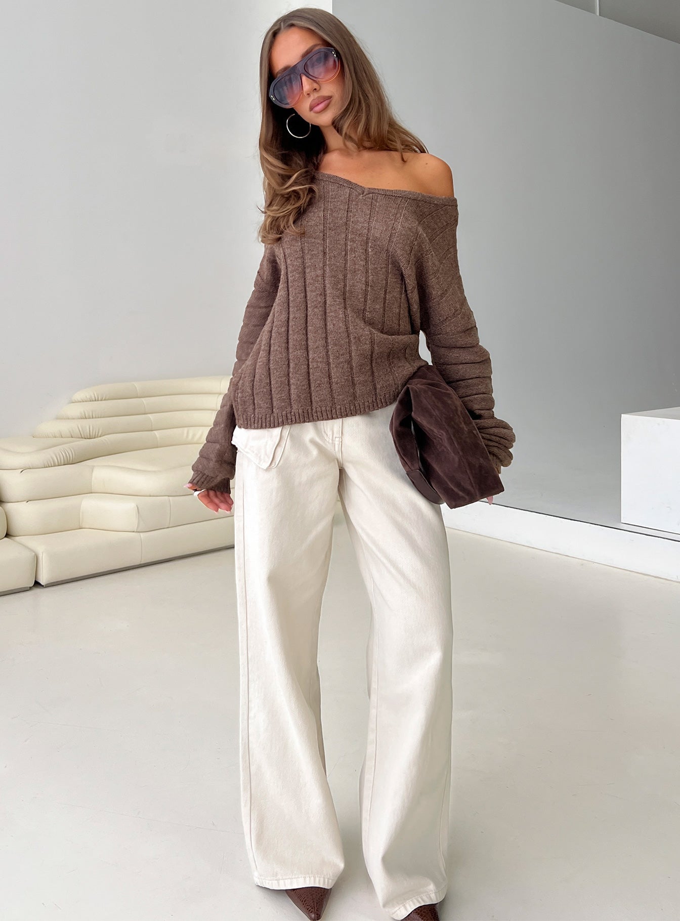 Main Thing Knit Sweater Mocha women's sweater by Ellevoria
