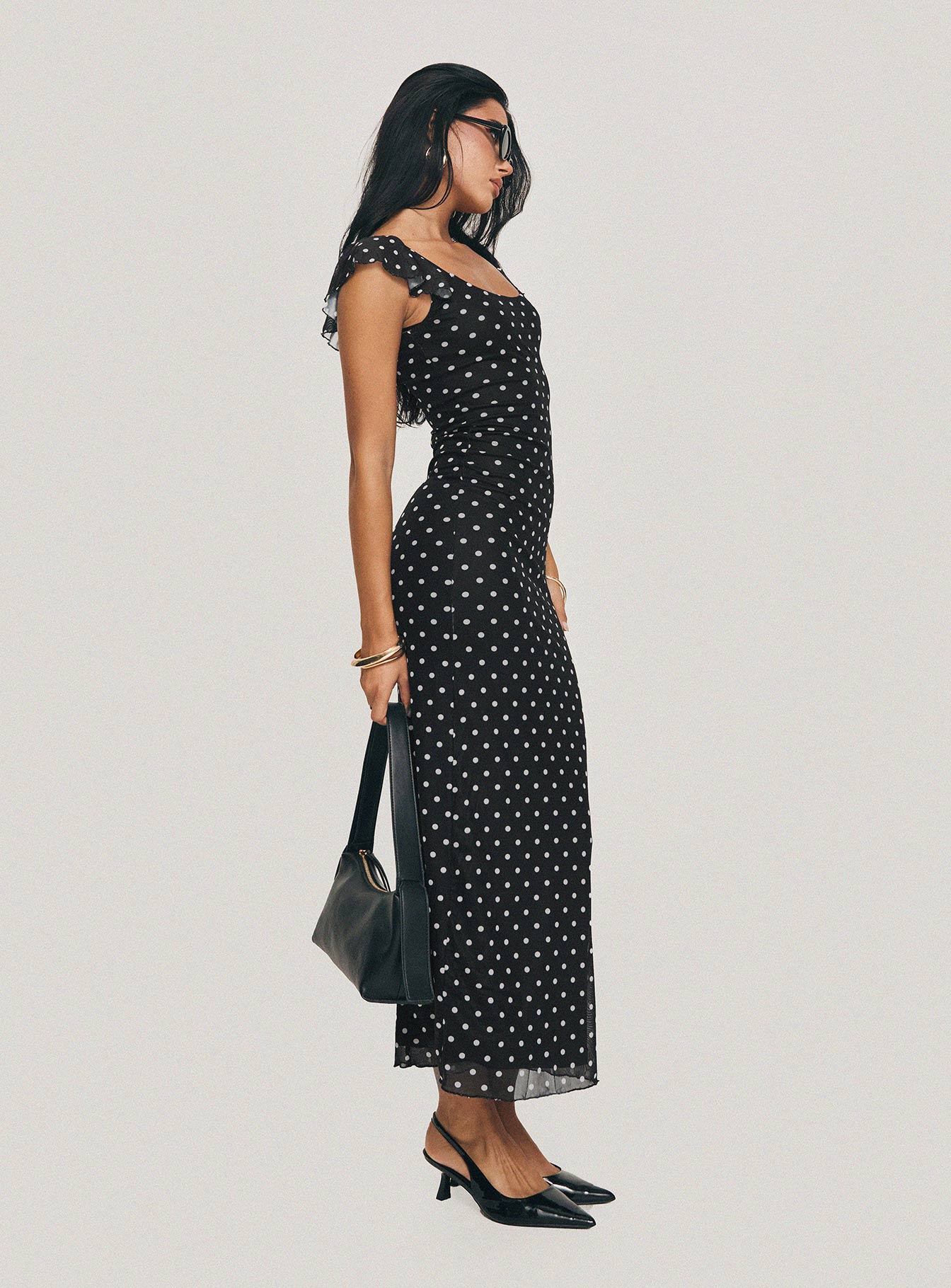 Sandberg Maxi Dress Black Polka Dot - women's maxi dress by Ellevoria - view 10