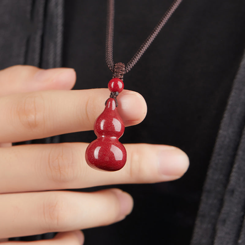 Cinnabar Gourd Pendant Necklace