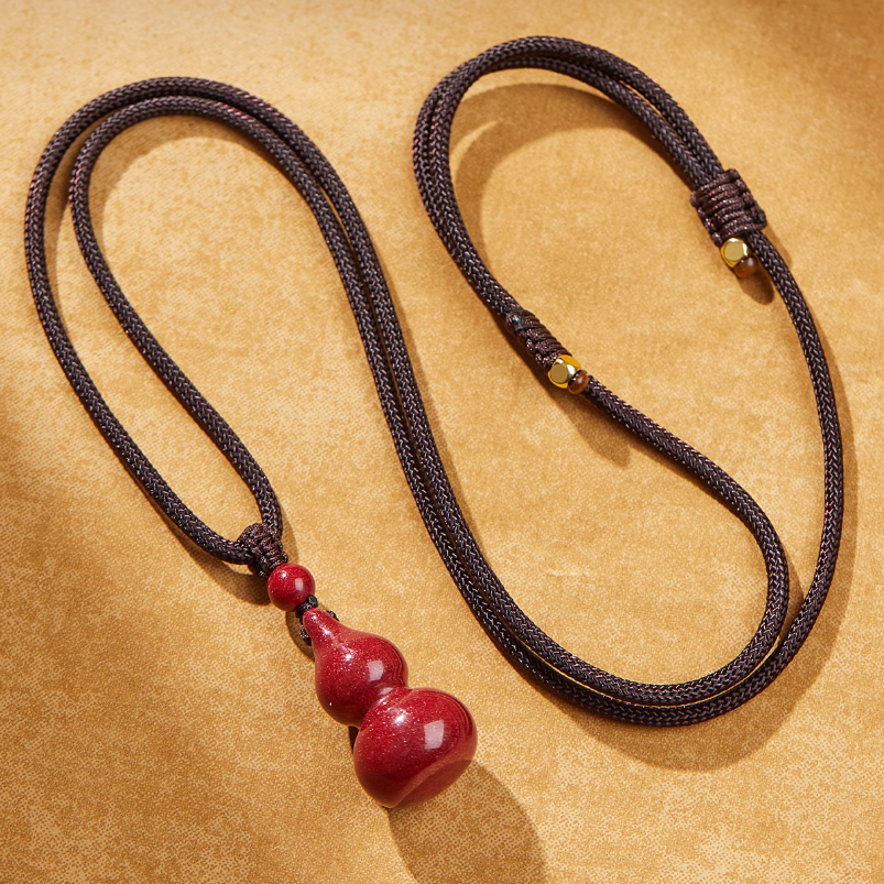 Cinnabar Gourd Pendant Necklace