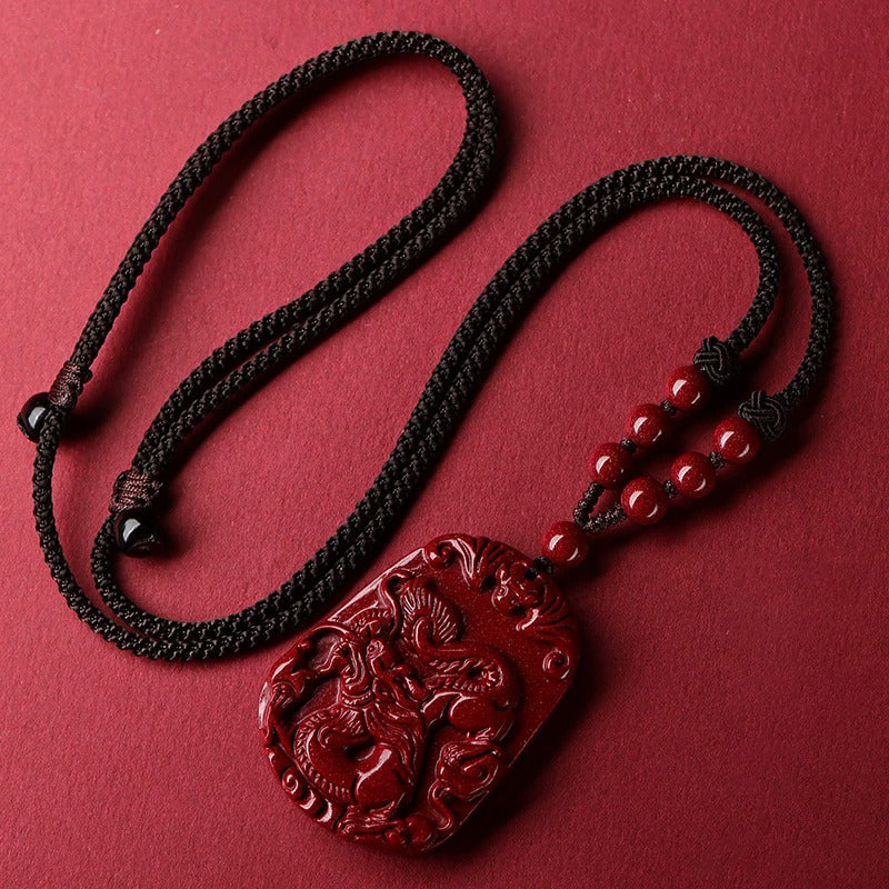 Hand-Carved Cinnabar Zodiac Pendants