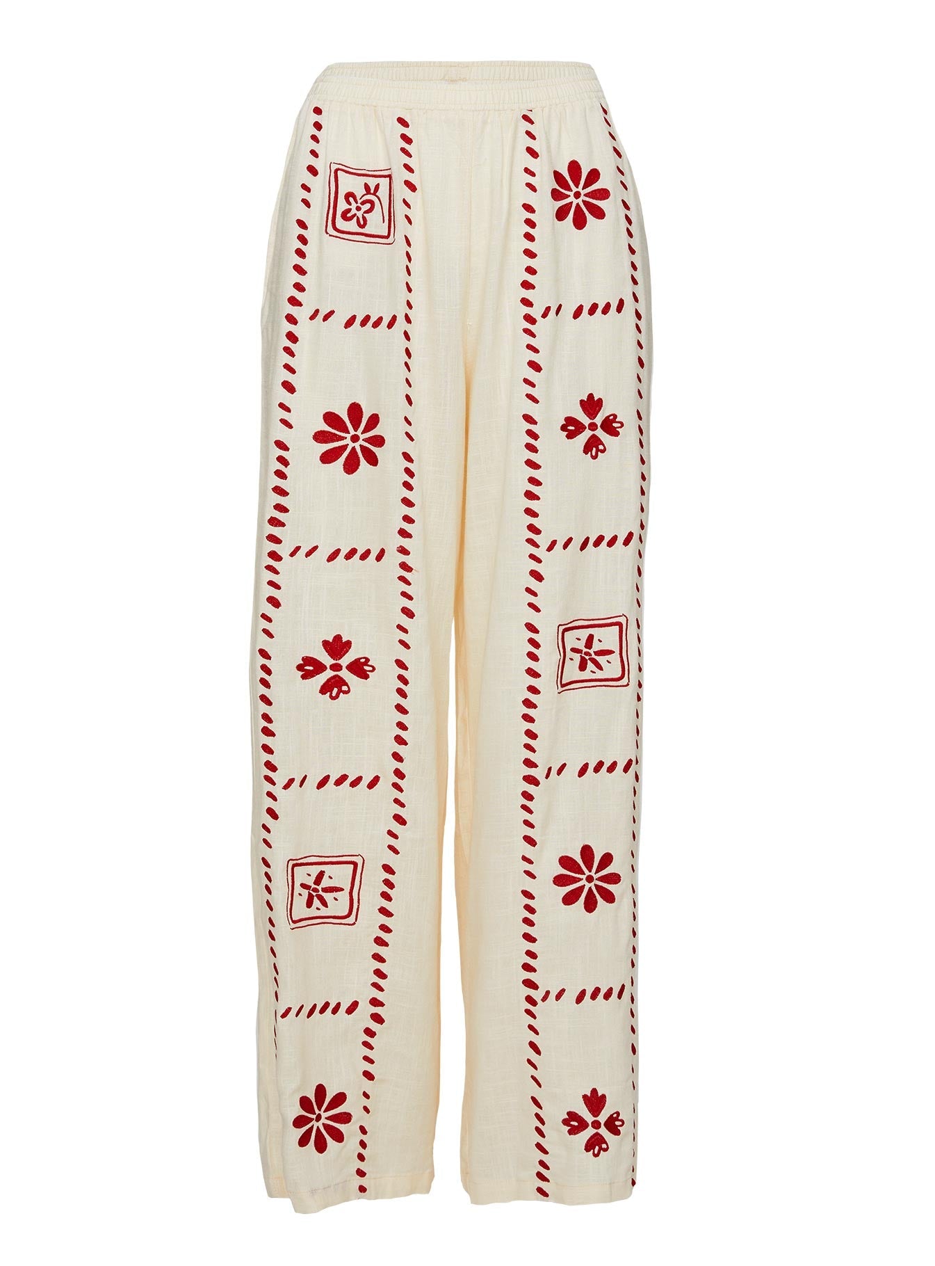 Grazia Pants Cream / Red women's pant set by Ellevoria