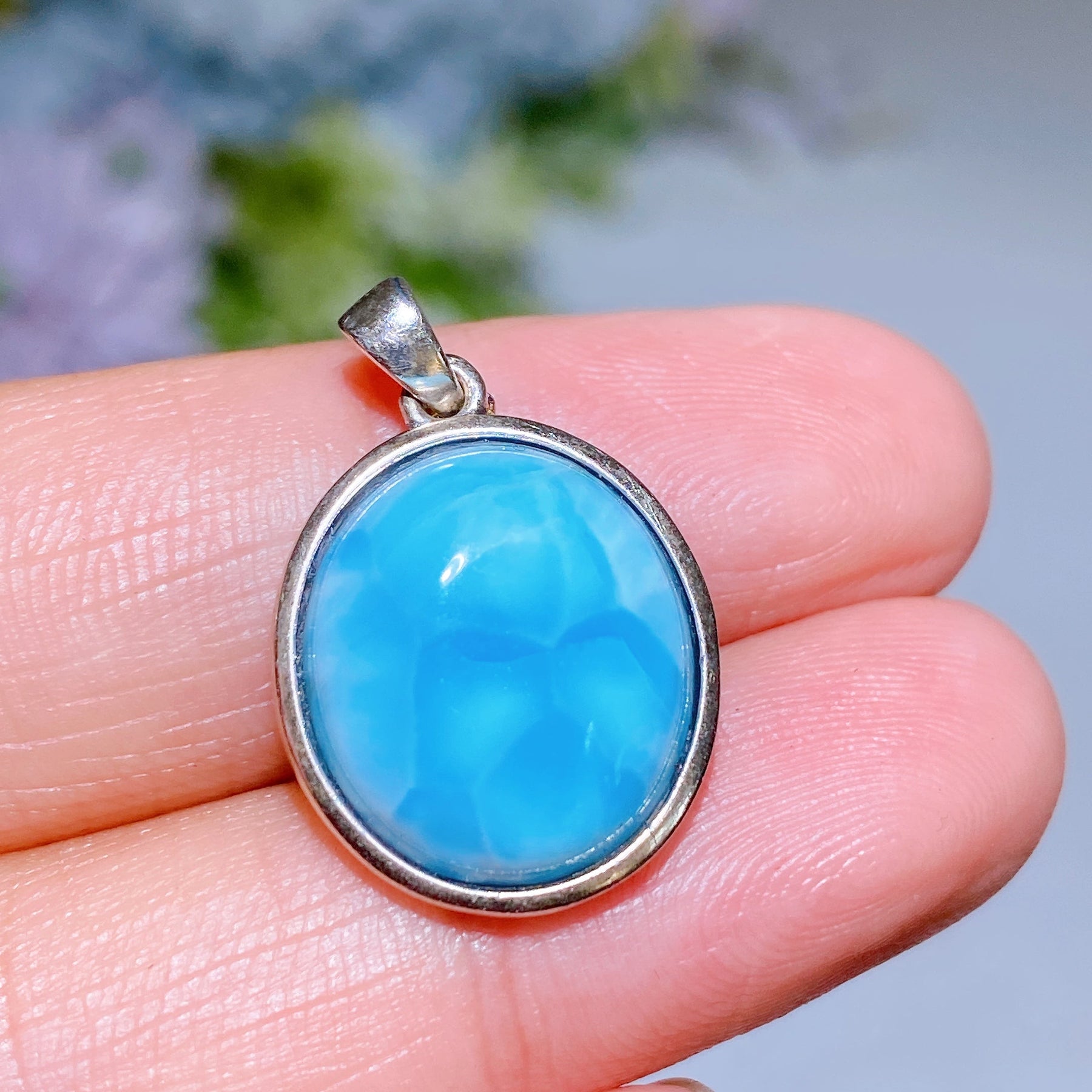 925 Silver Larimar Earrings Necklace
