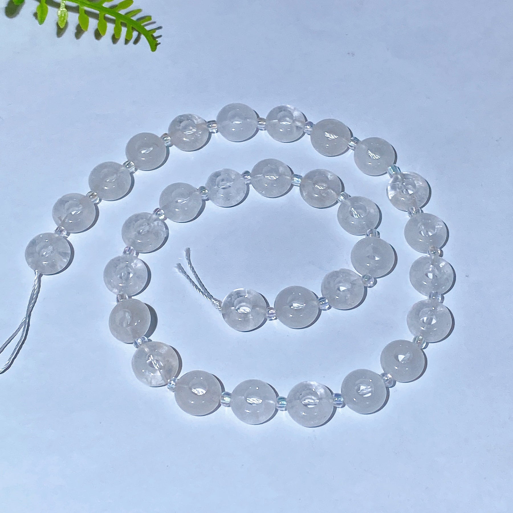 38cm Natural Crystal Drilled Donut Shape String