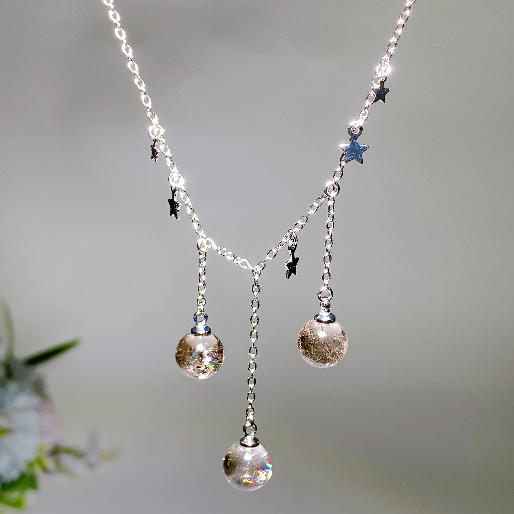 Copper Silver Plated Crack Smoky Quartz Necklace
