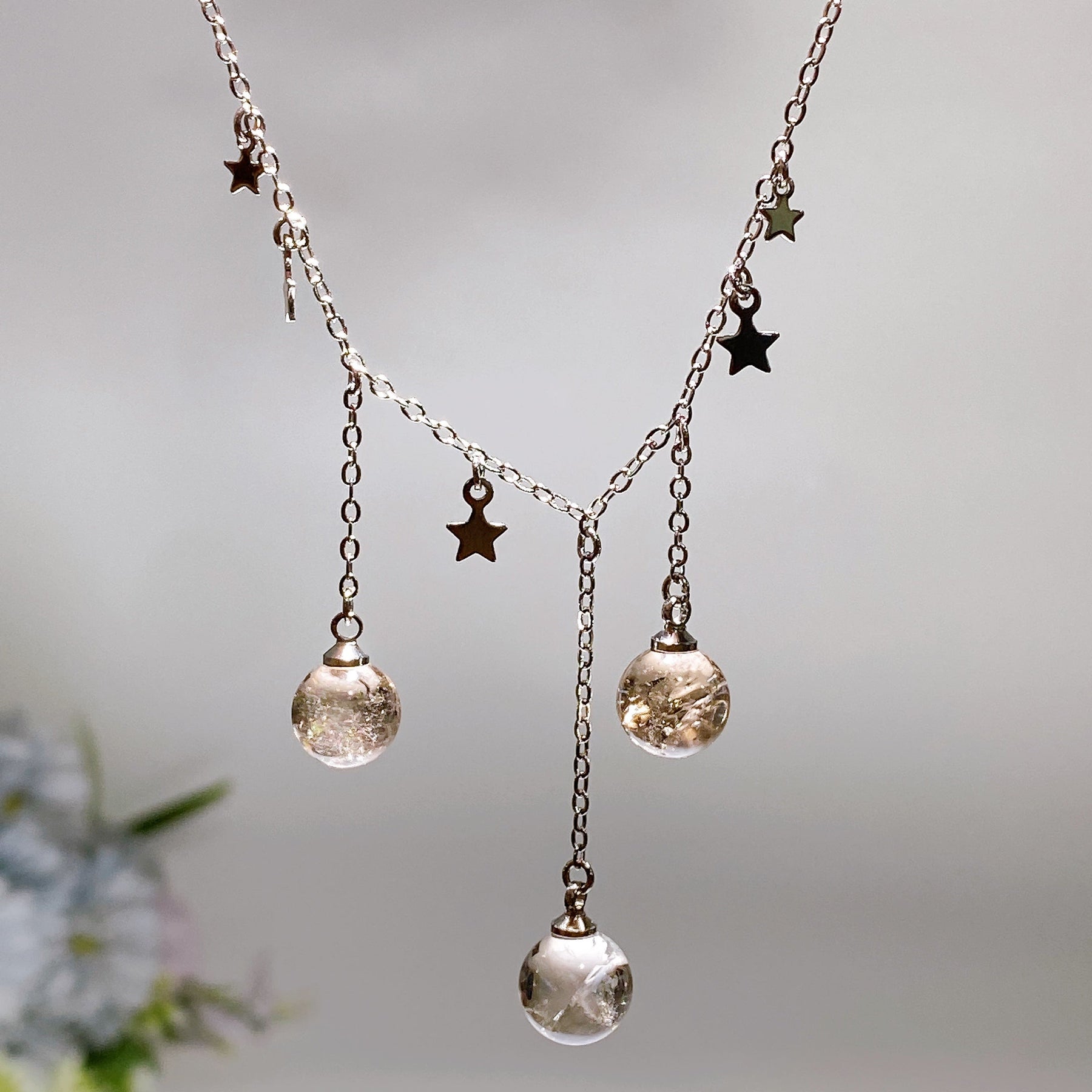 Copper Silver Plated Crack Smoky Quartz Necklace