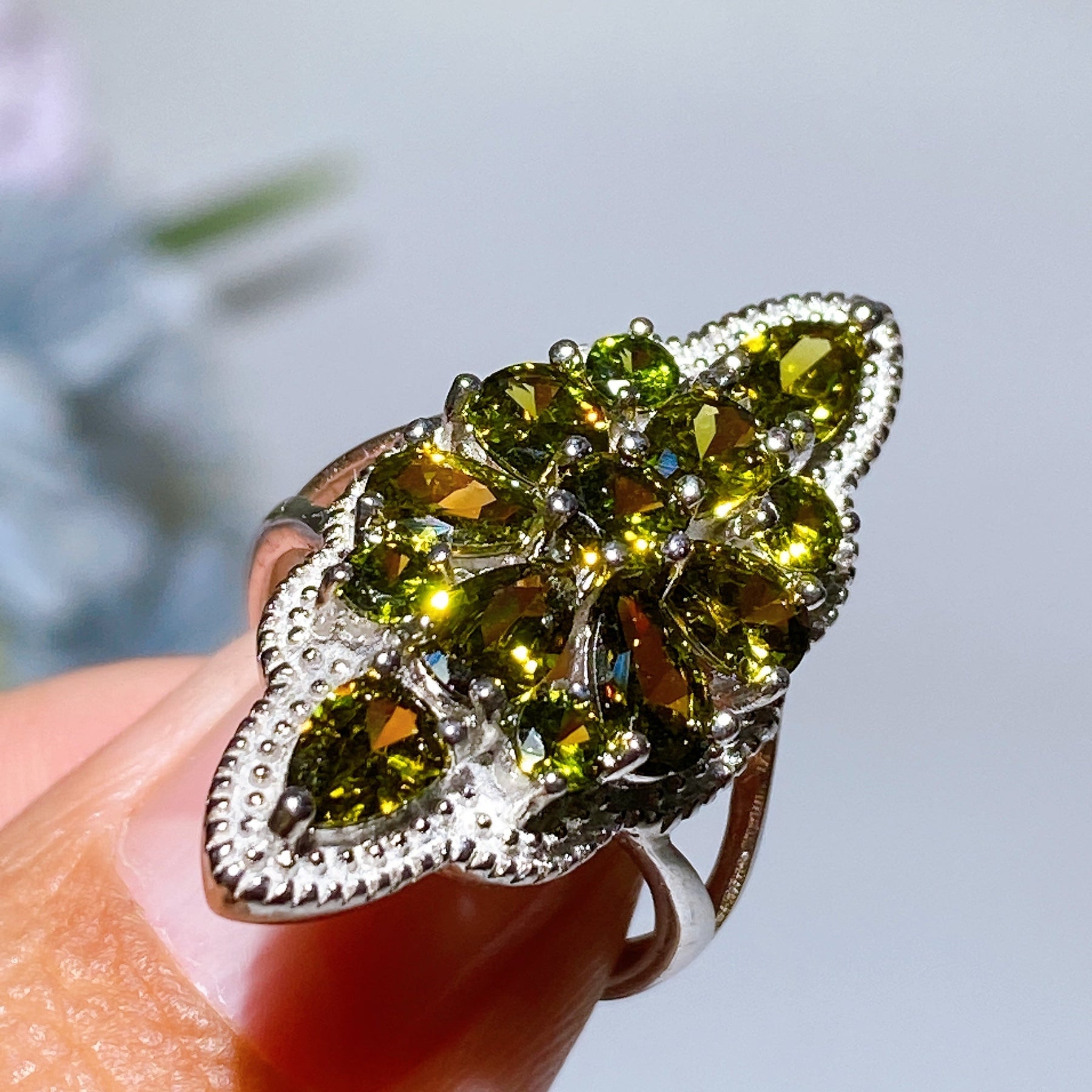 Copper Silver Plated Zircon Ring