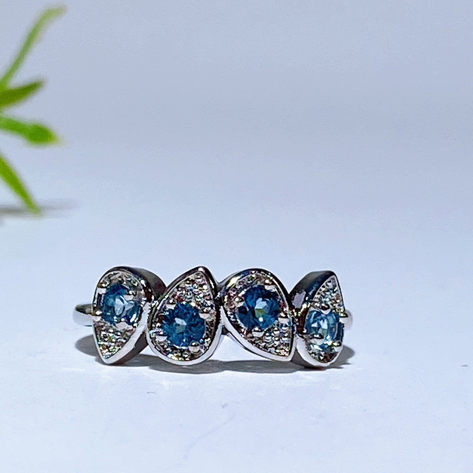 Copper Silver Plated Blue Topaz Ring