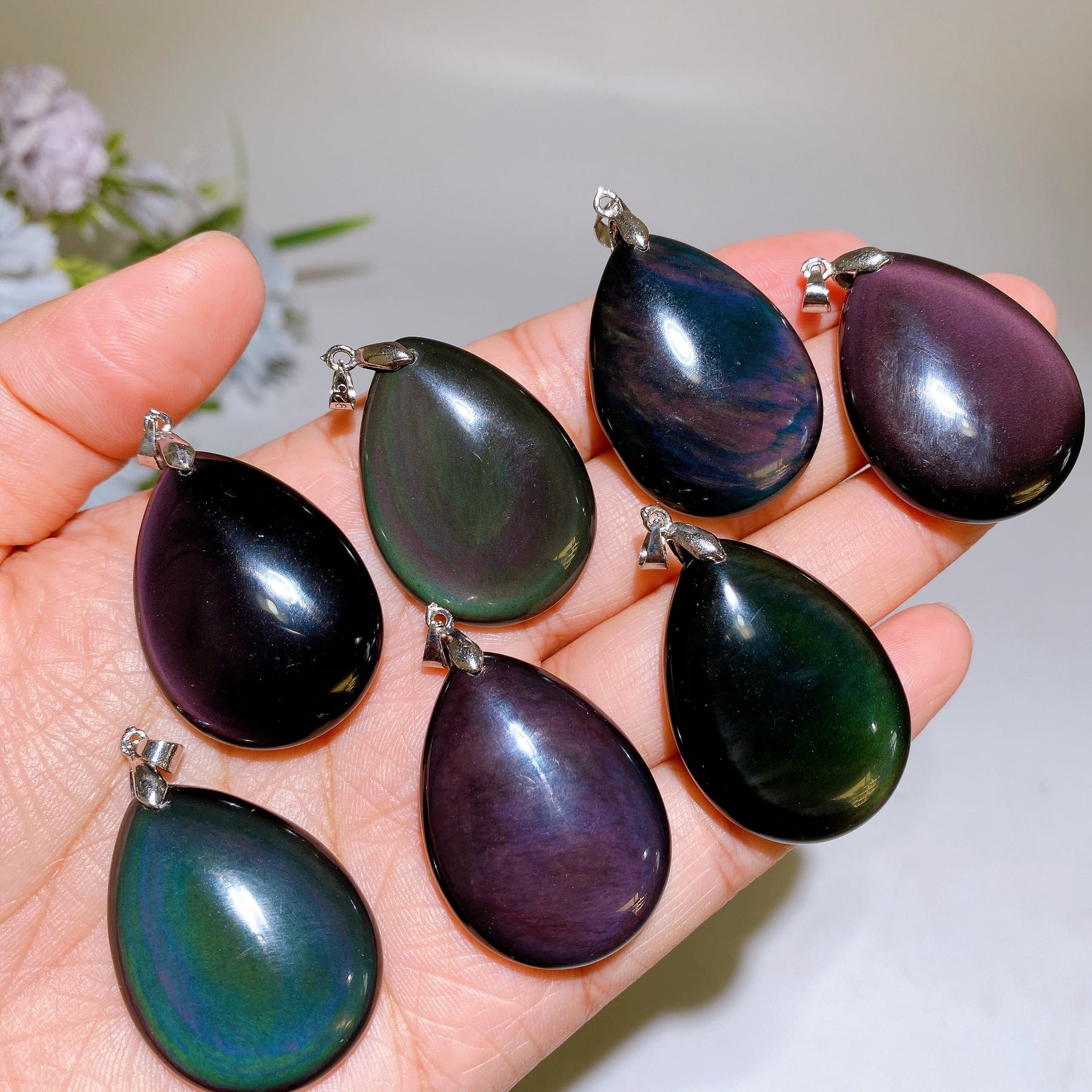 Rainbow Obsidian Drop Pendant