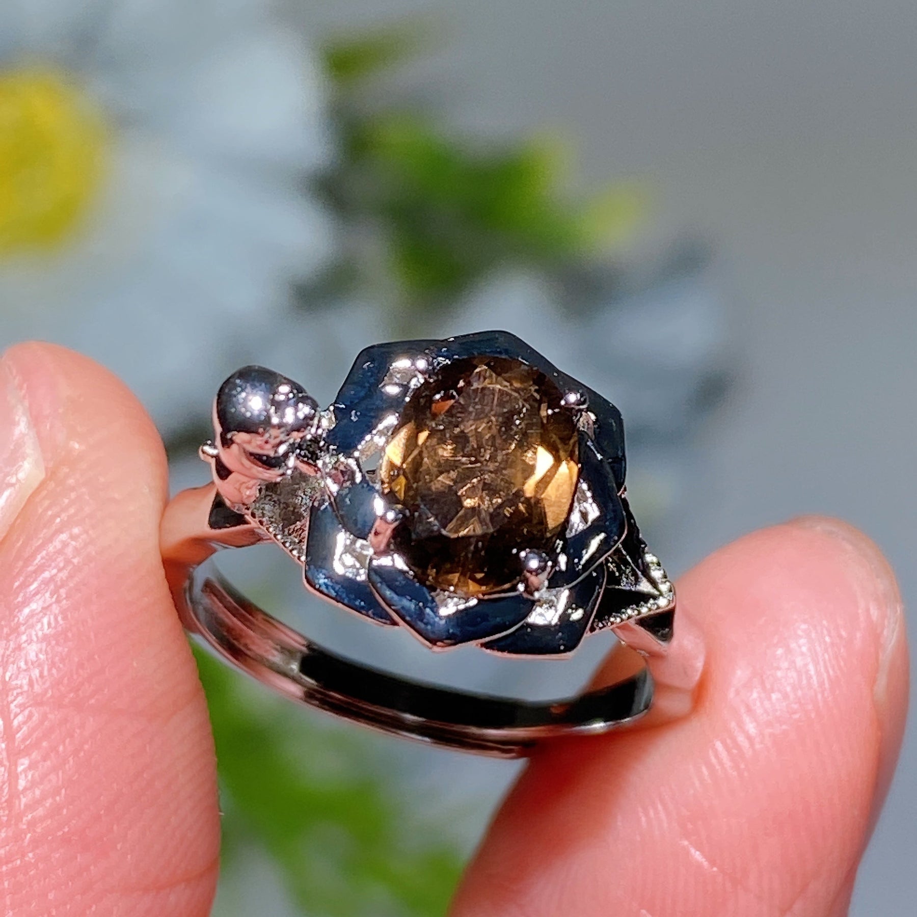 Copper Silver Plated Crystal Ring