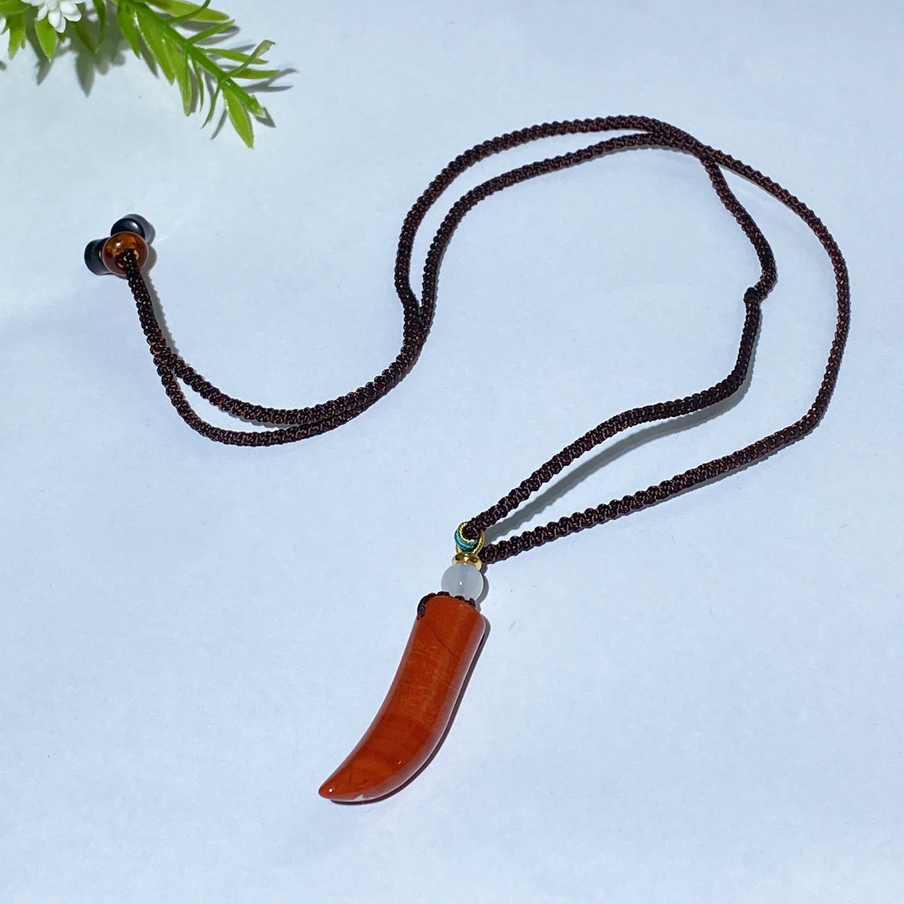 Crystal Wolf Tooth with Cord Necklace