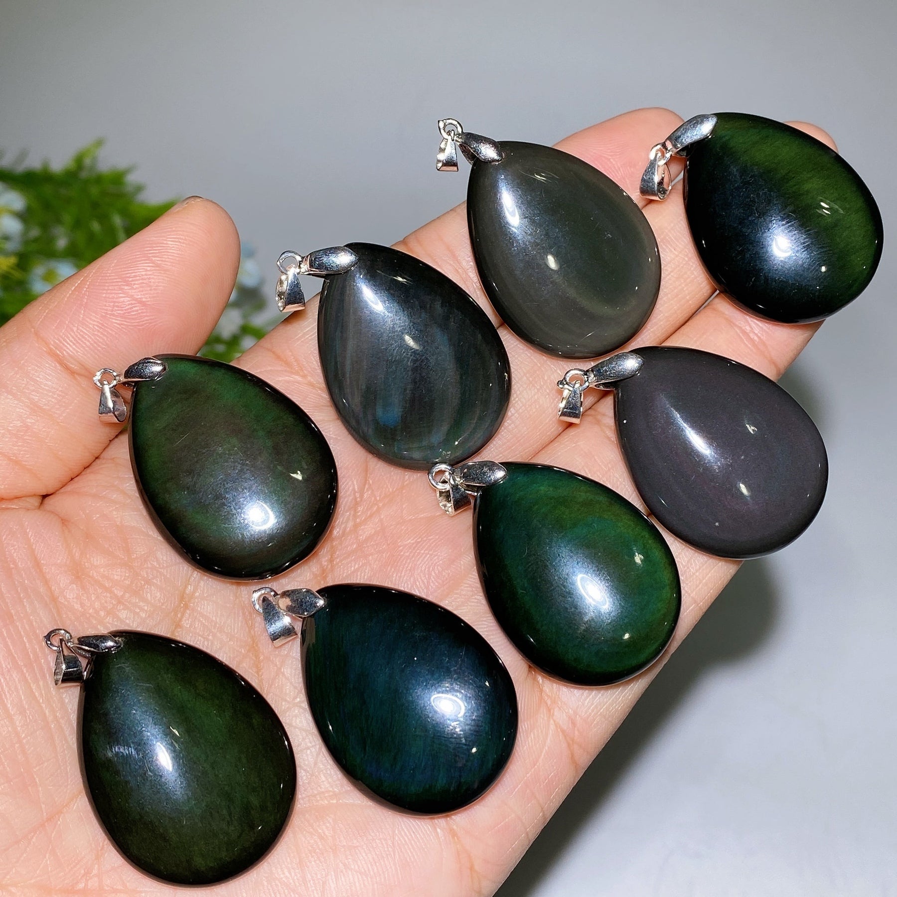 35mm Rainbow Obsidian Water Drop Pendant