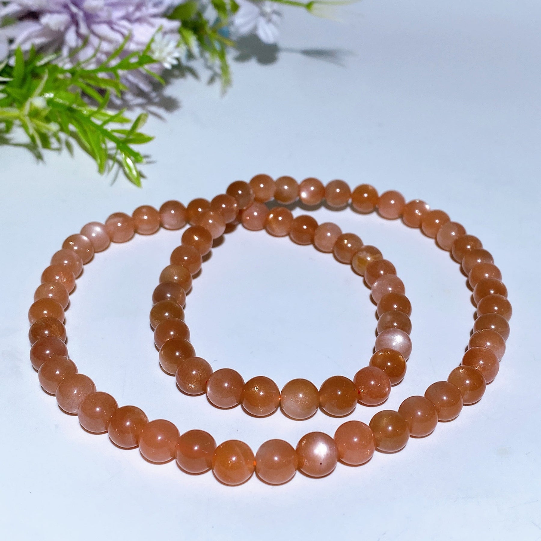 7.8mm Peach Moonstone Necklace