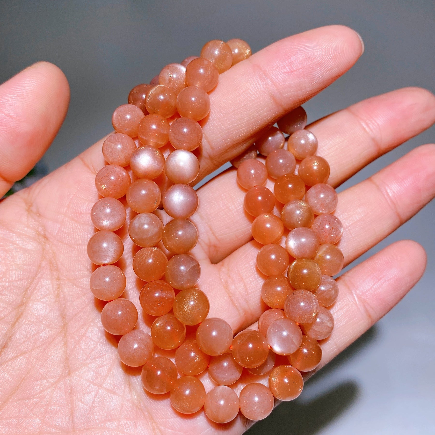 7.8mm Peach Moonstone Necklace
