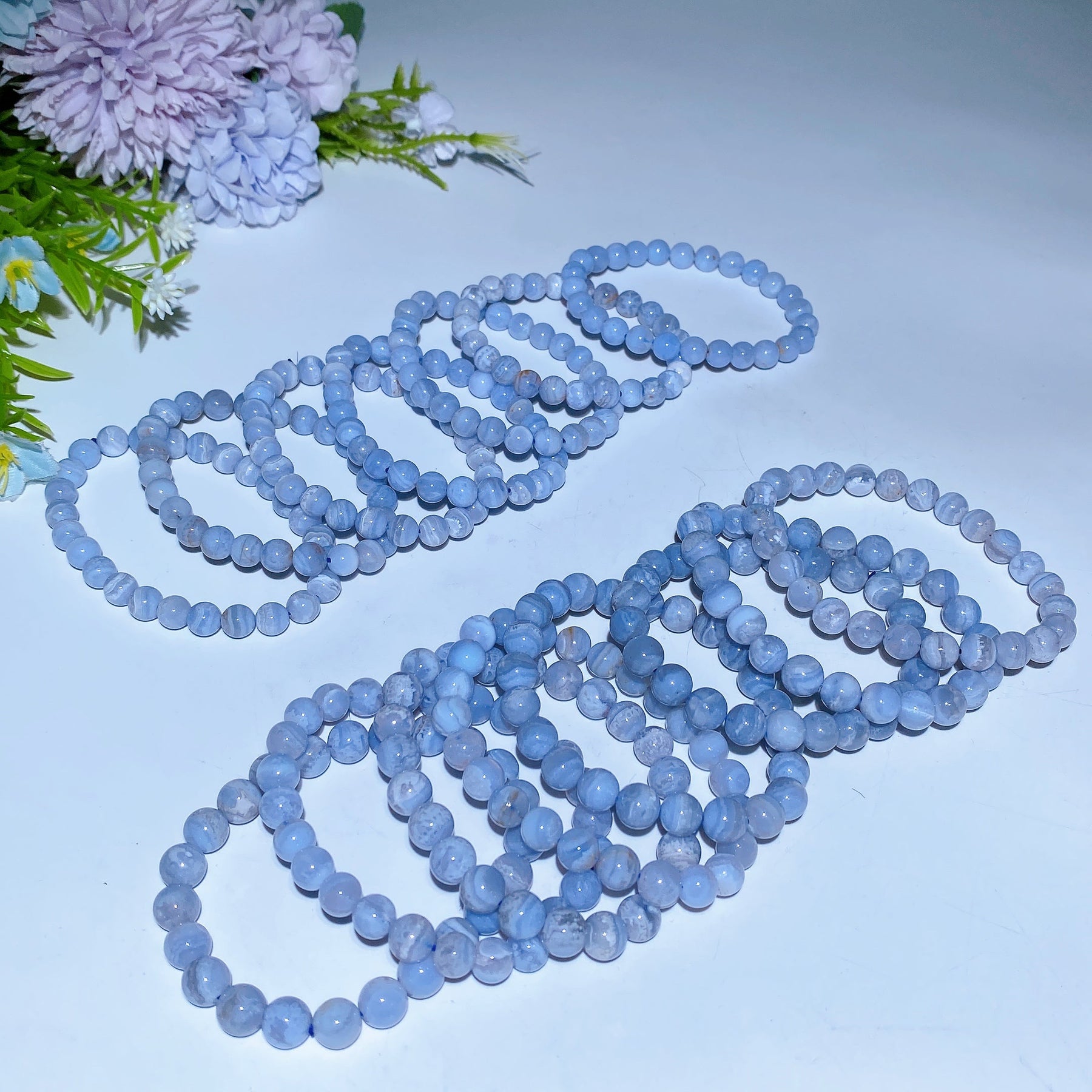 7-8.5mm Blue Lace Agate Bracelet