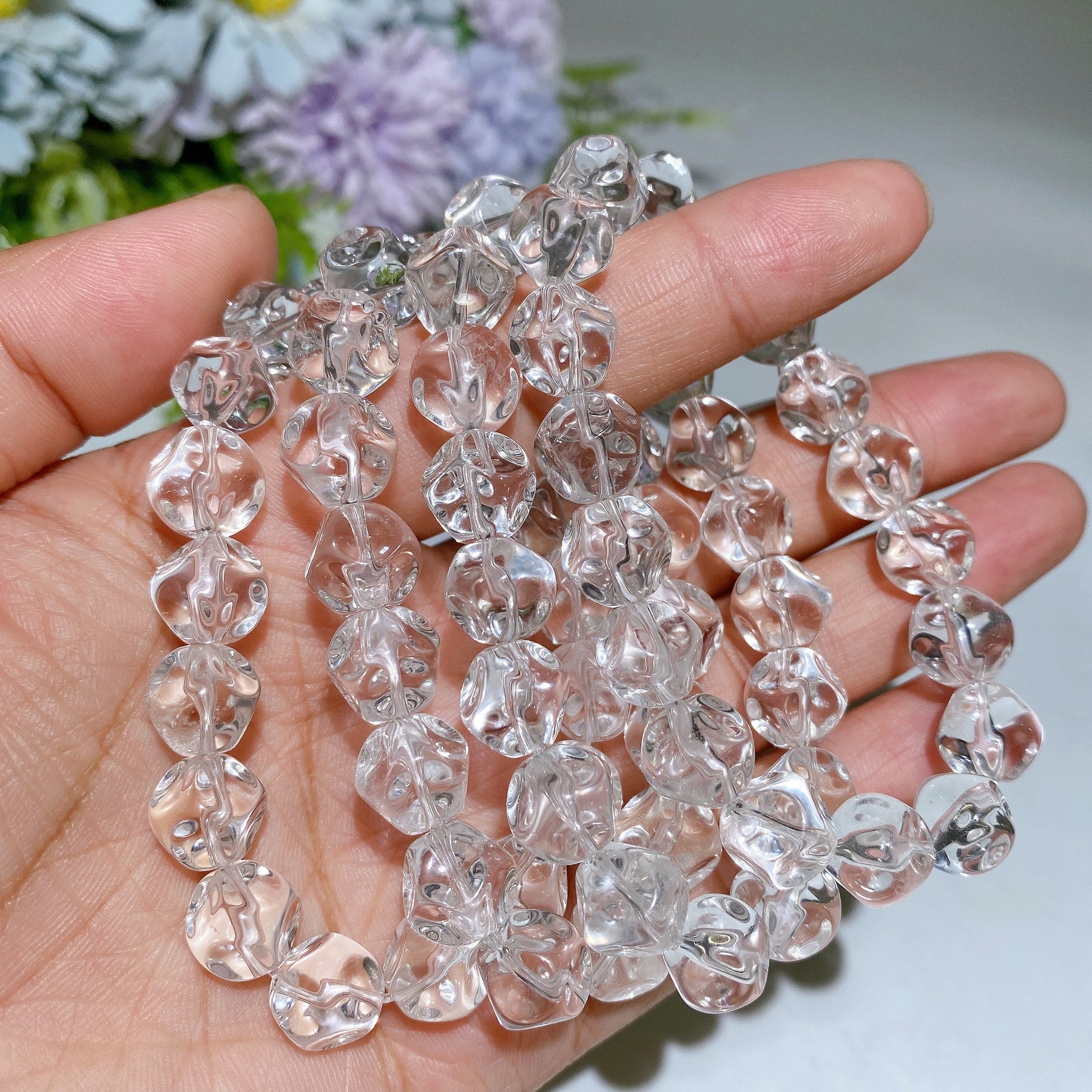 10mm Special Polyhedral Clear Quartz Bracelet