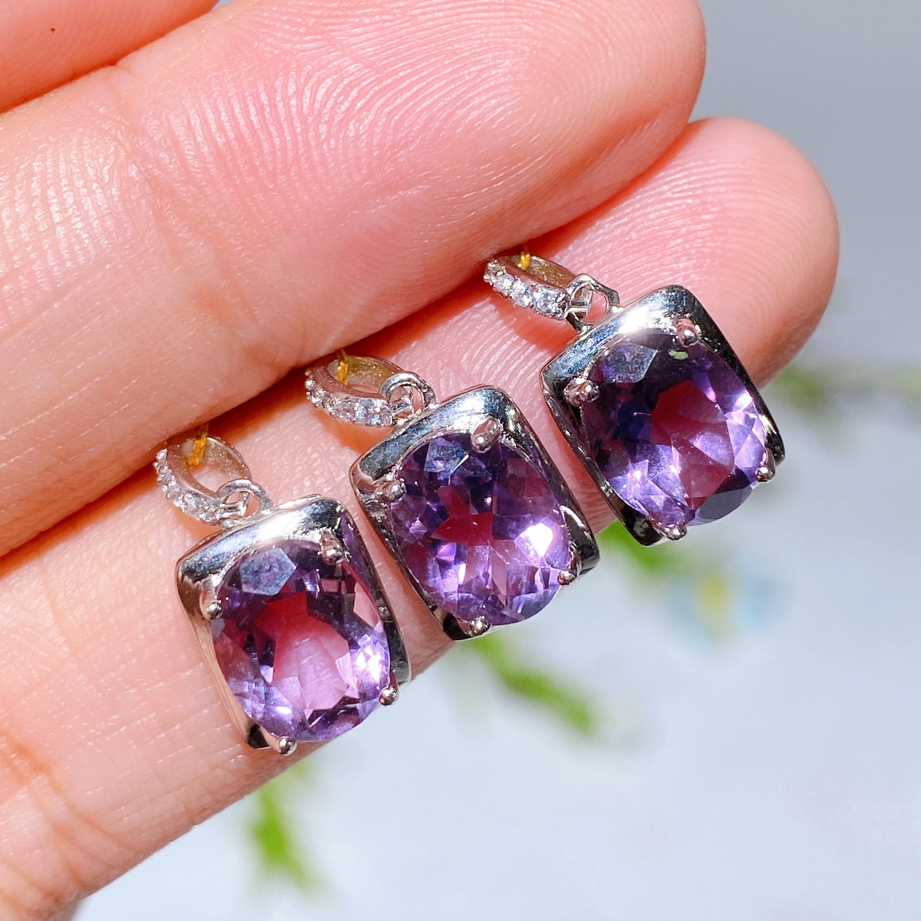 925 Silver Faceted Amethyst Pendant