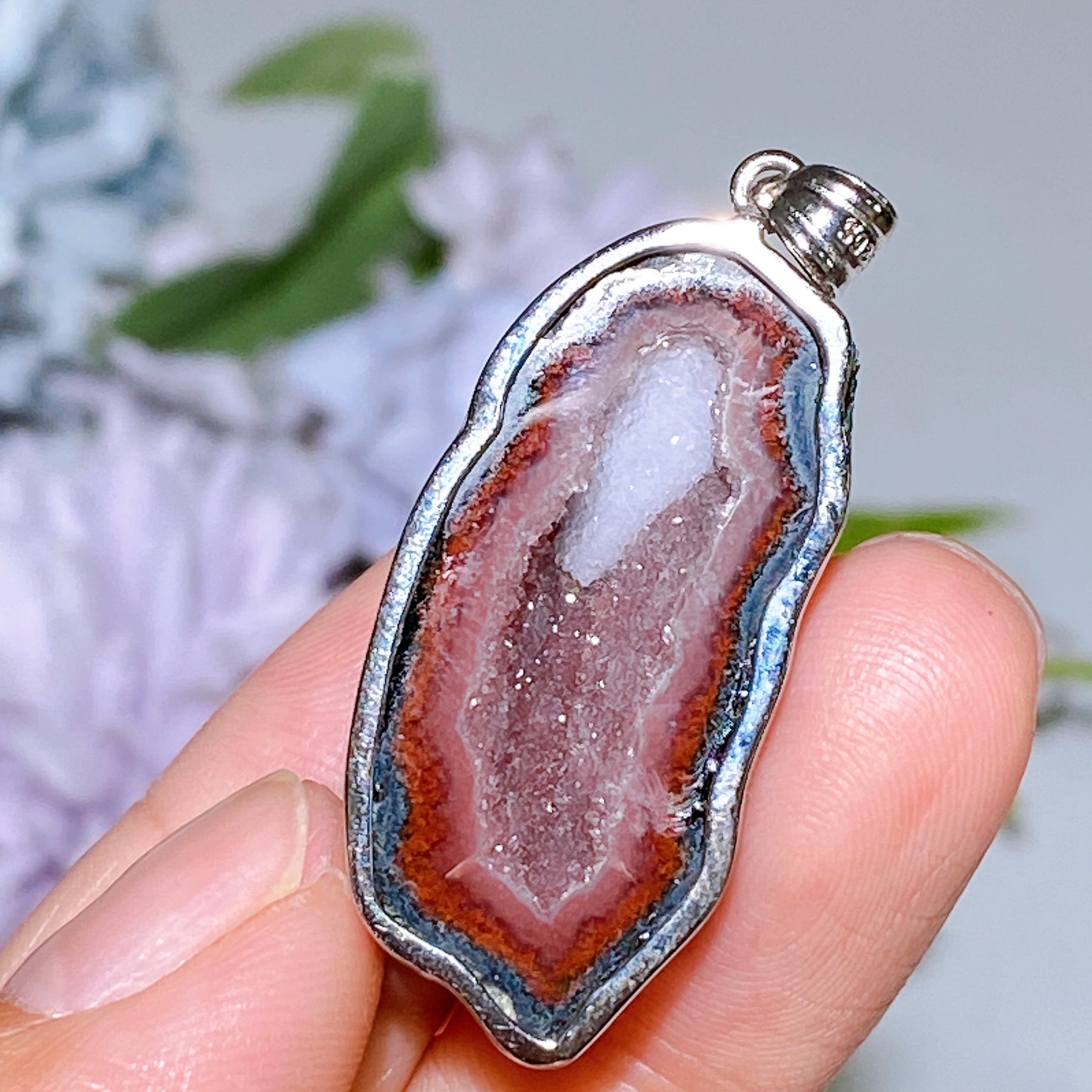 35mm Sterling Silver Natural Geode Pendant