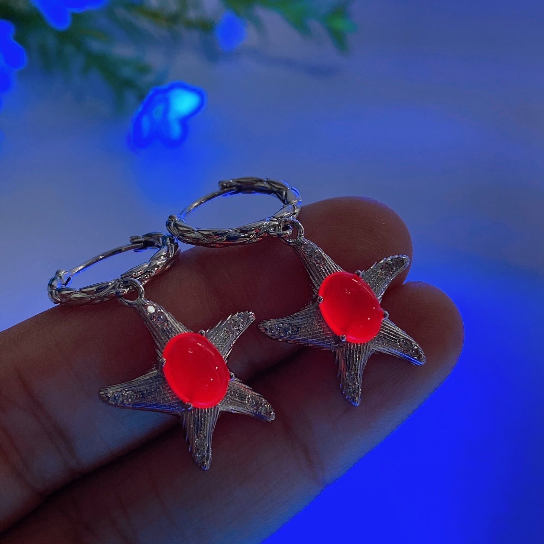 Copper Silver Plated Crystal Earrings Ear Stud