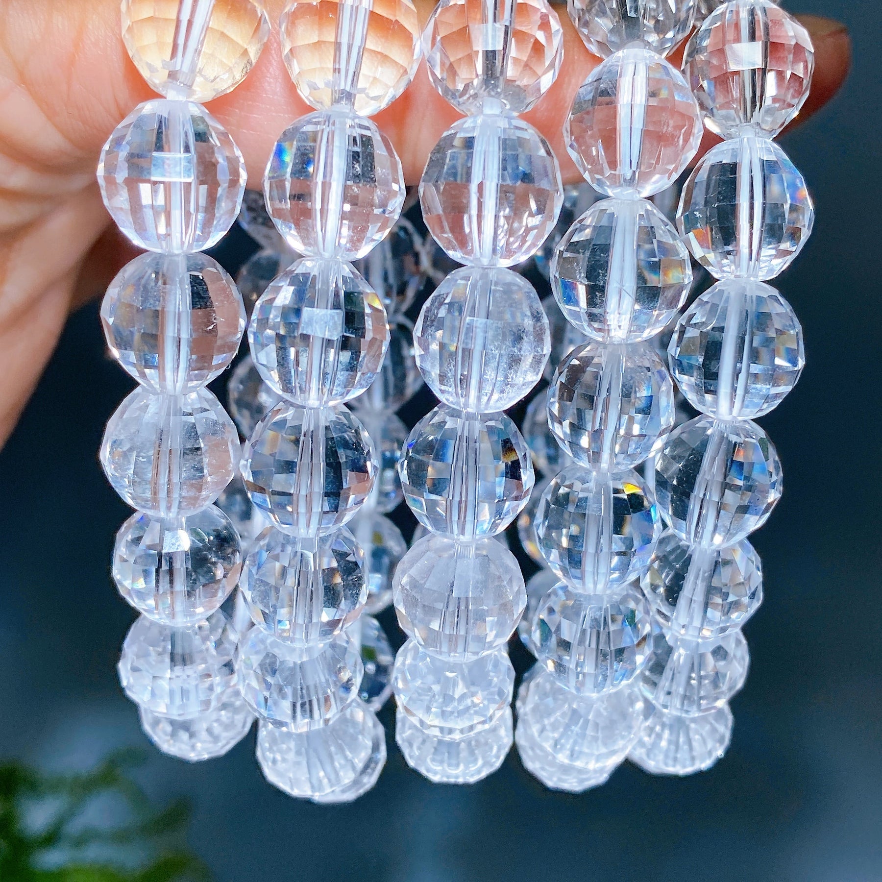 12mm Faceted Clear Quartz Bracelet