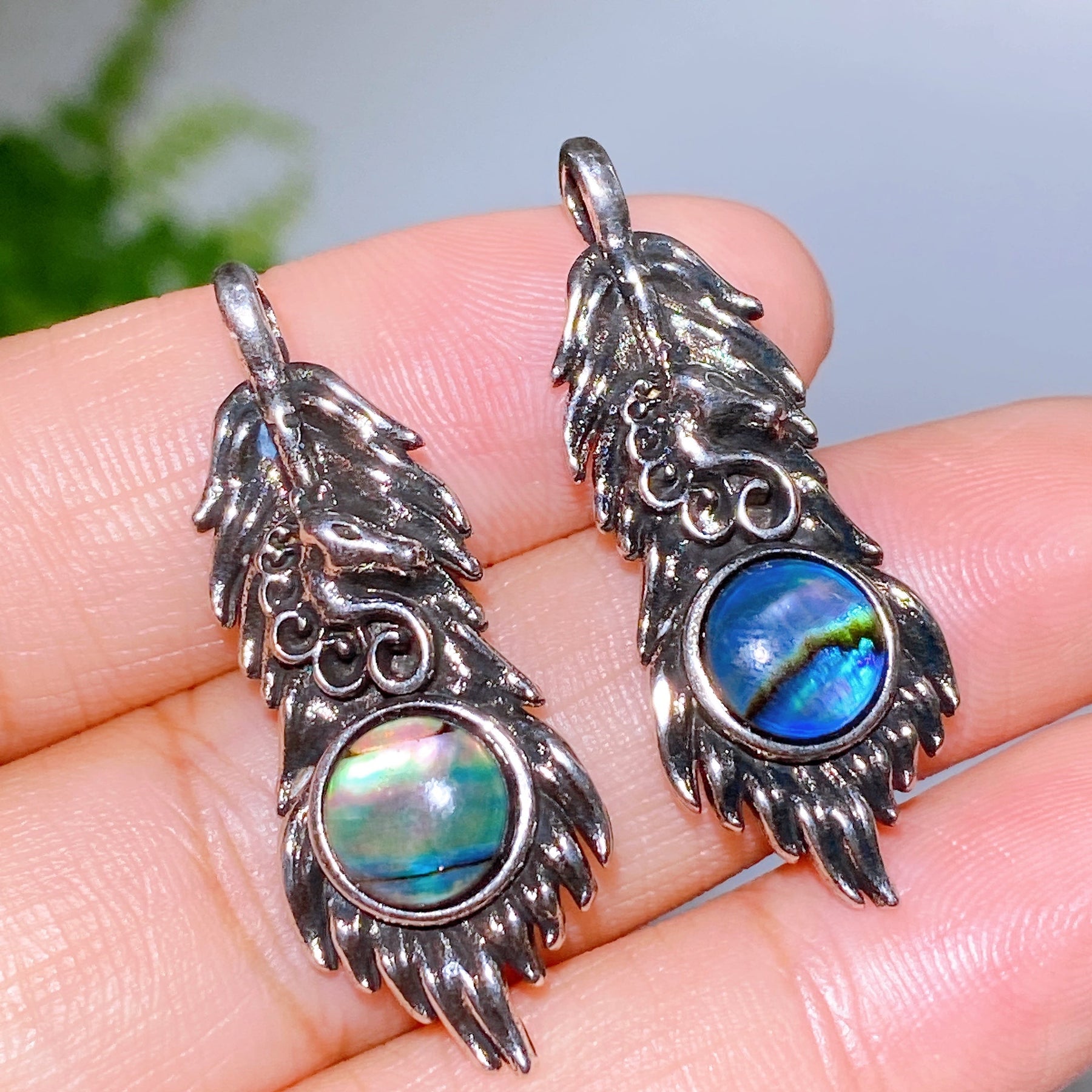 Abalone Shell Yellow Tiger's Eye Pendant
