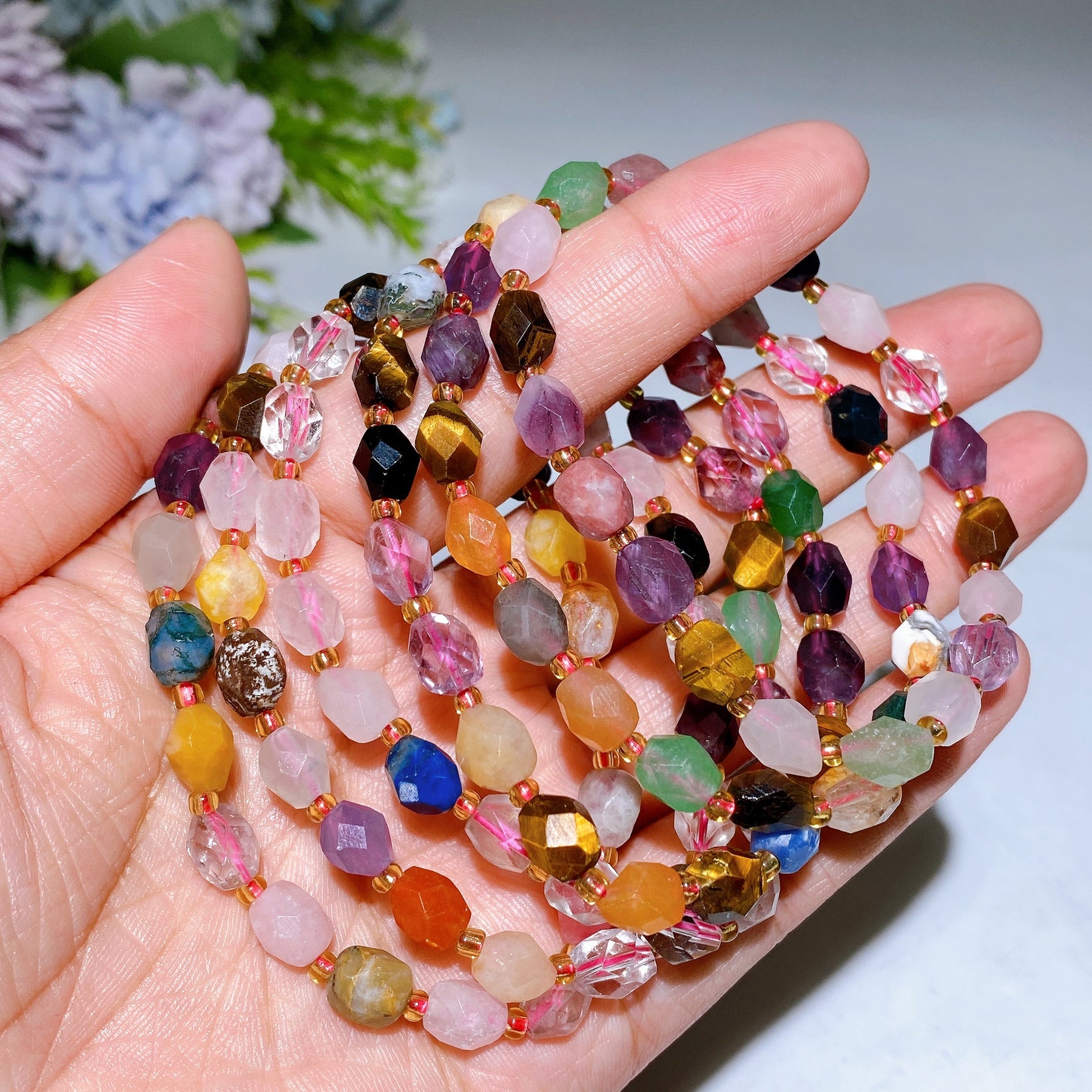 Mixed Crystal Faceted Bracelet