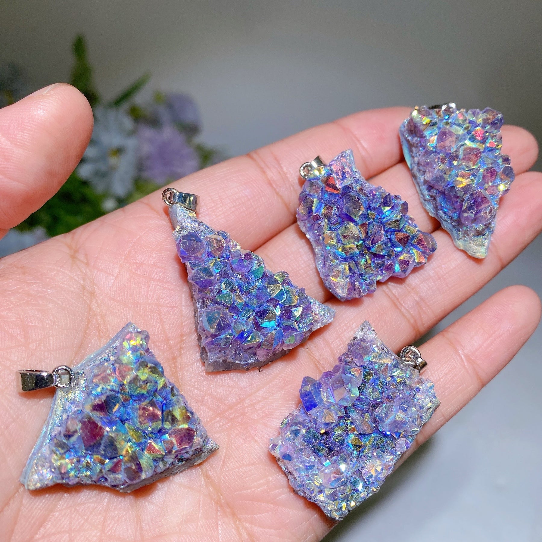 Irregular Shape Aura Cluster Pendant