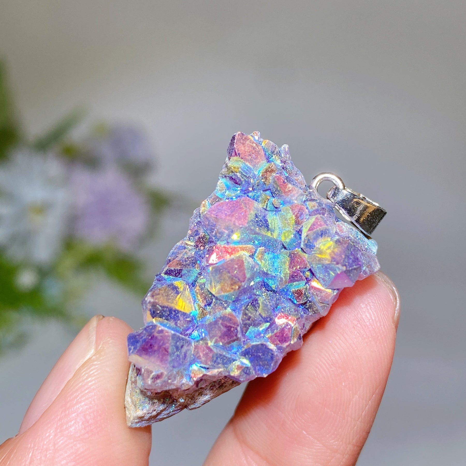 Irregular Shape Aura Cluster Pendant
